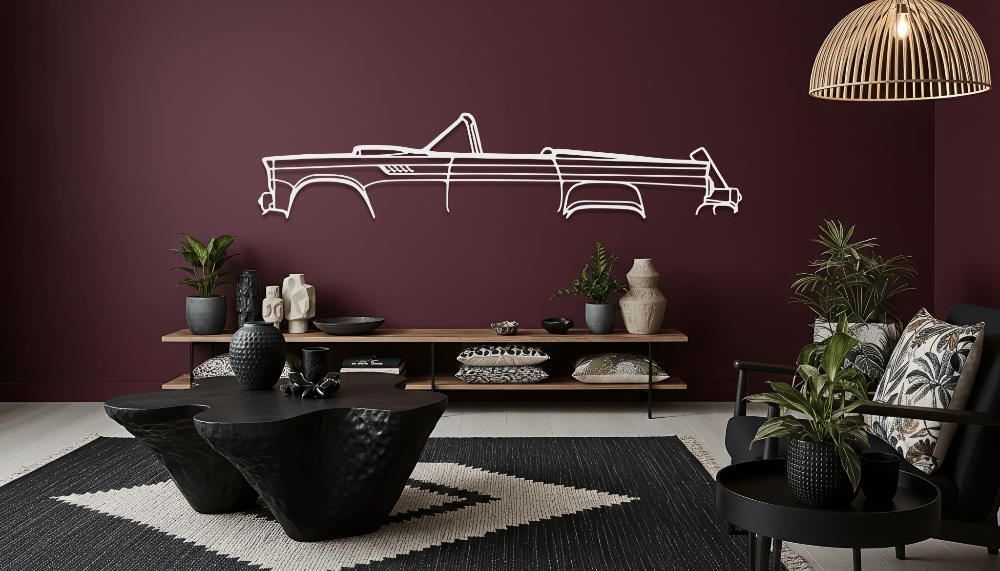 1955 Thunderbird Metal Wall Art – Ford Silhouette Steel Decor - CikosWallArt
