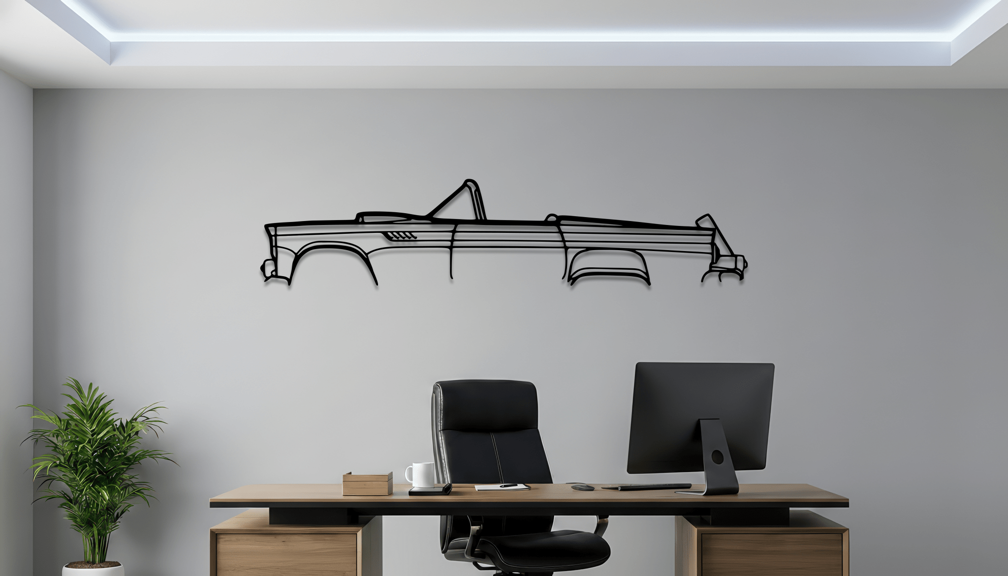 1955 Thunderbird Metal Wall Art – Ford Silhouette Steel Decor - CikosWallArt