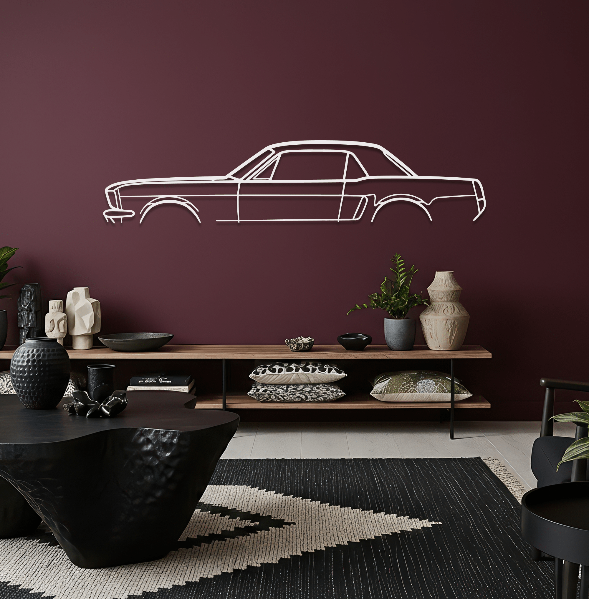 1965 Mustang Metal Wall Art – Ford Silhouette Steel Decor - CikosWallArt