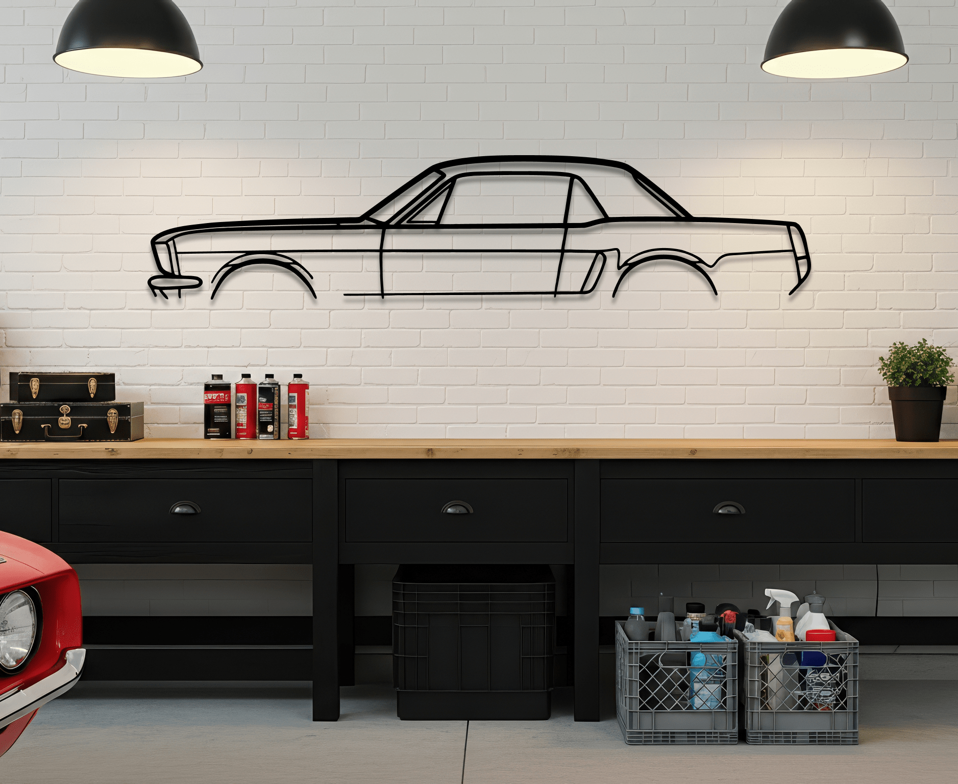 1965 Mustang Metal Wall Art – Ford Silhouette Steel Decor - CikosWallArt