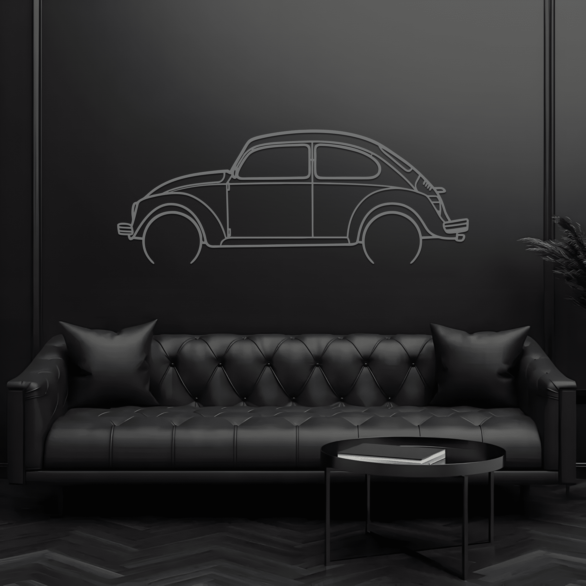 1967 Bettle Silhouette Metal Wall Art - CikosWallArt