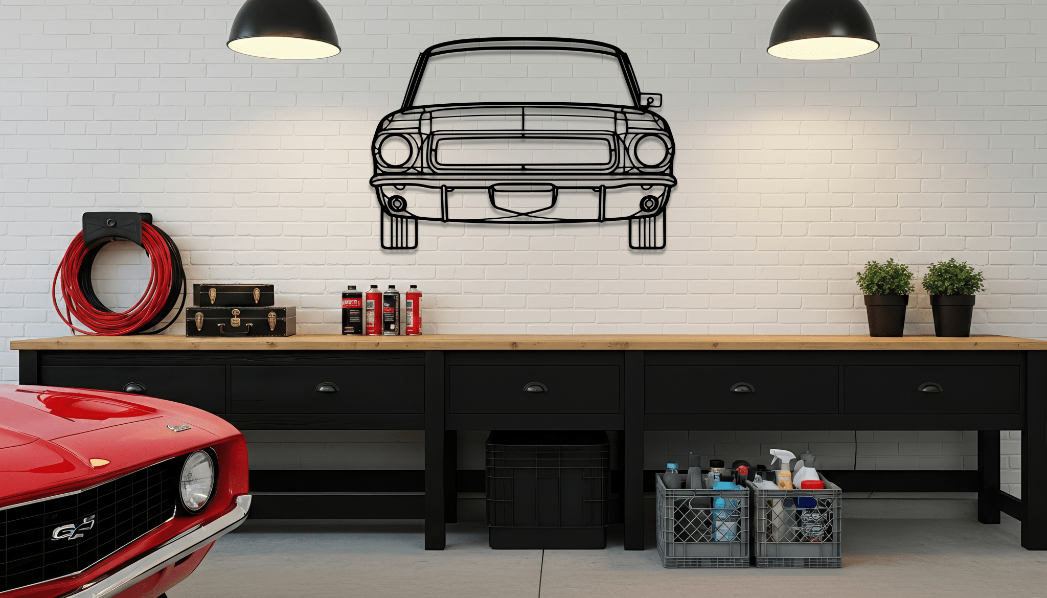 1968 Mustang Front Metal Wall Art – Ford Silhouette Steel Decor - CikosWallArt