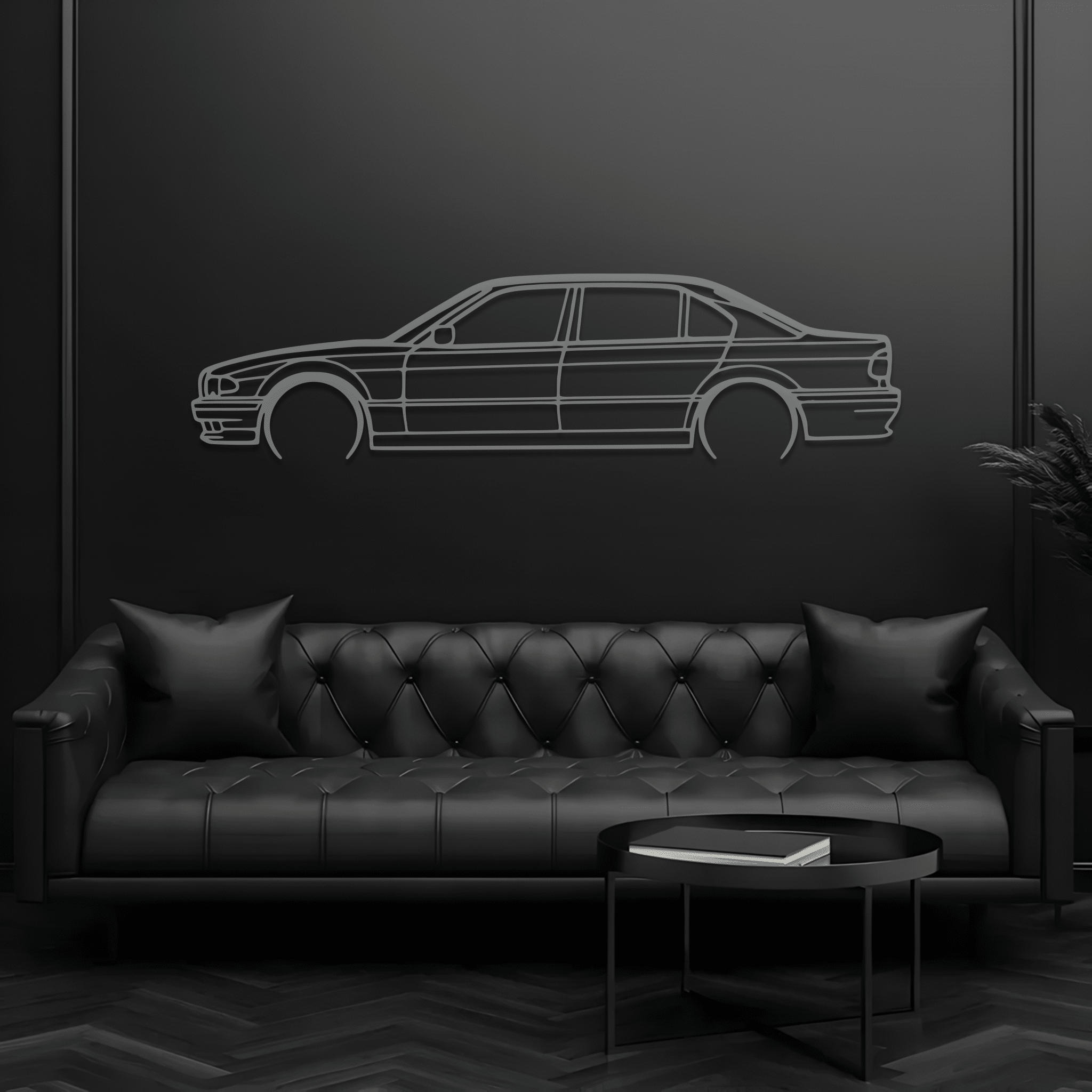1999 E38 740i Metal Wall Art – BMW Silhouette Steel Decor - CikosWallArt