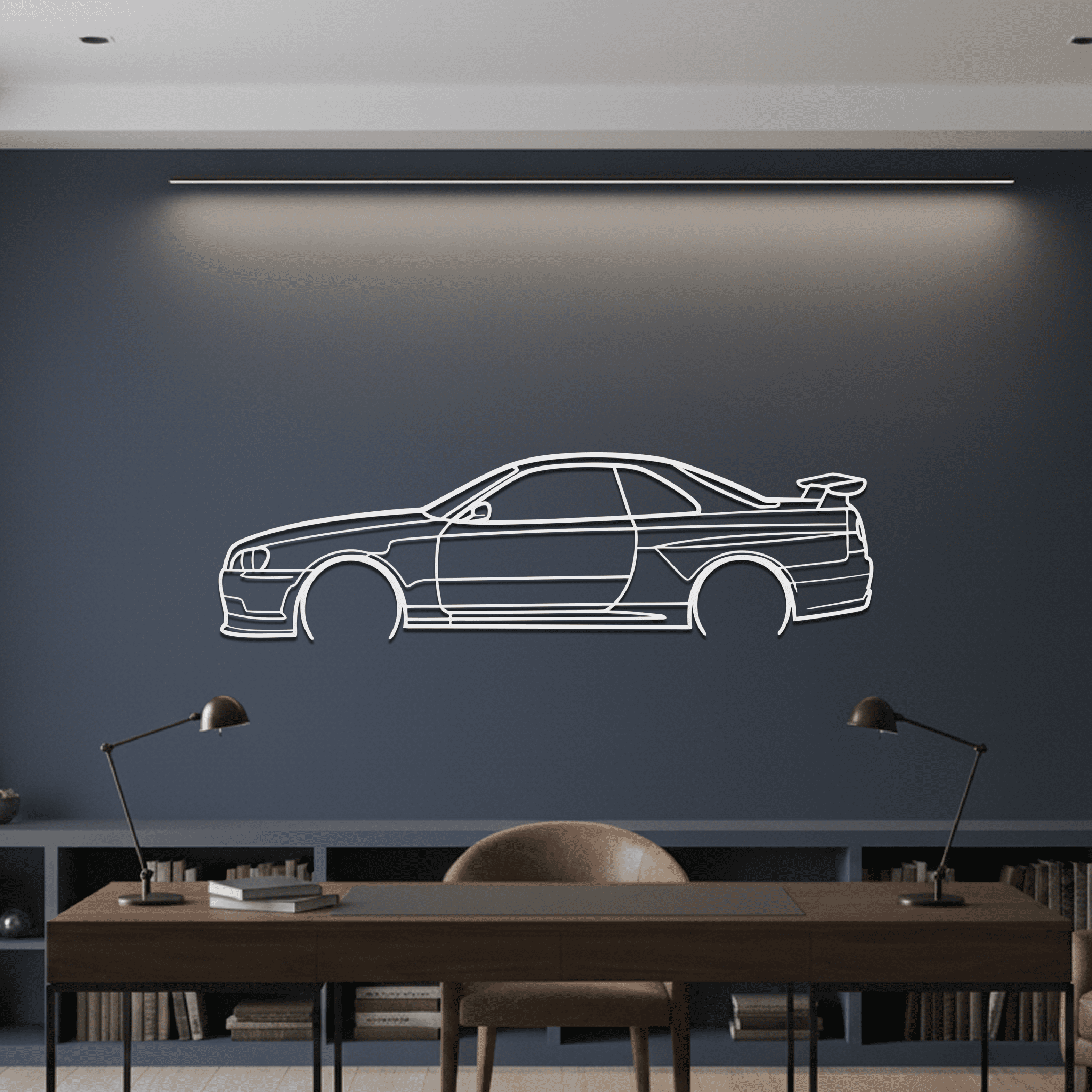 1999 Skyline R34 Silhouette Metal Wall Art - CikosWallArt