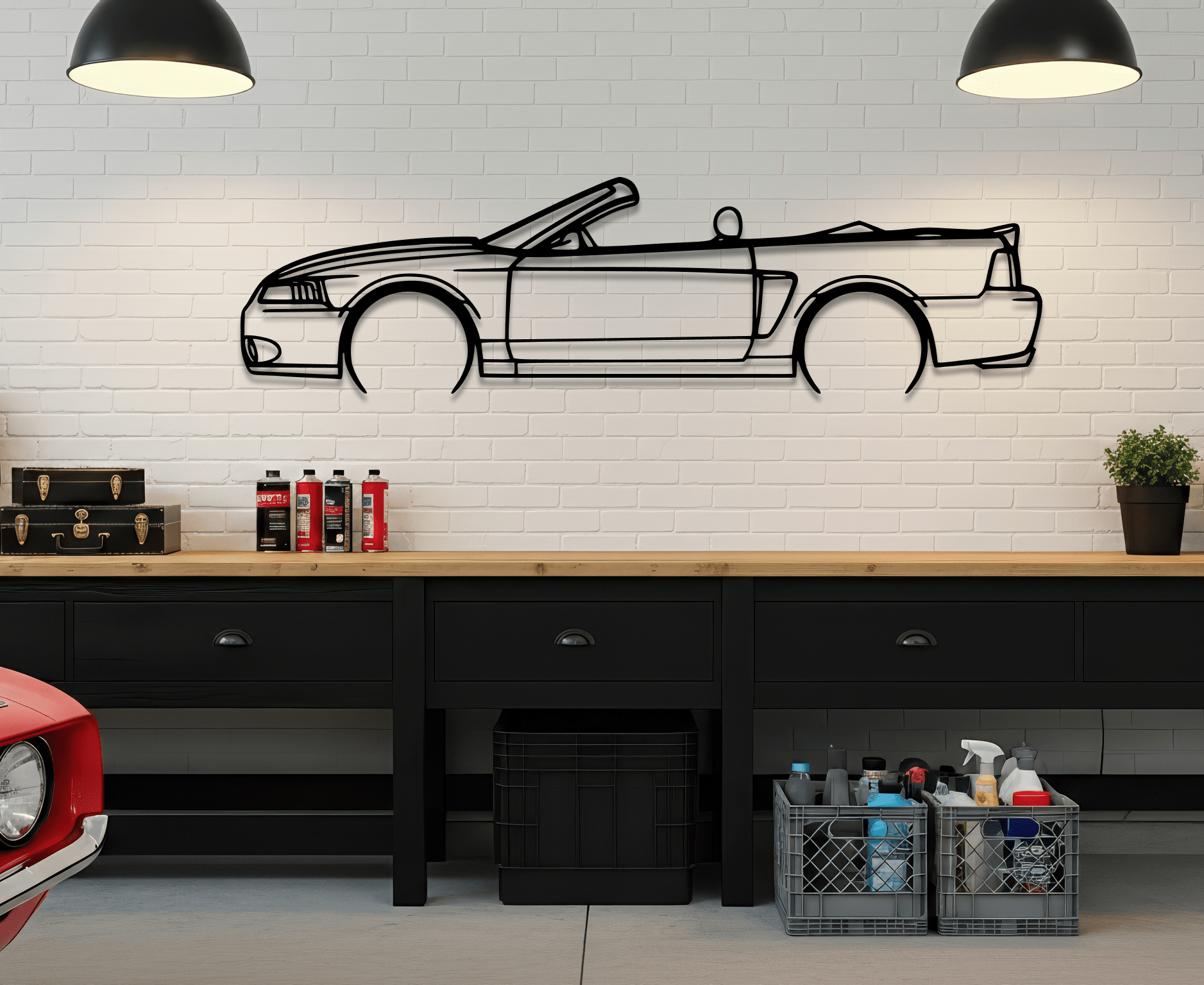 2004 Mustang Cobra Cabrio Metal Wall Art – Ford Silhouette Steel Decor - CikosWallArt