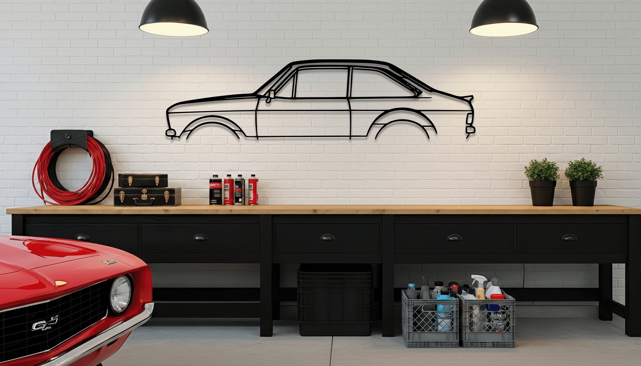 2021 Escort MK2 Metal Wall Art – Ford Silhouette Steel Decor - CikosWallArt