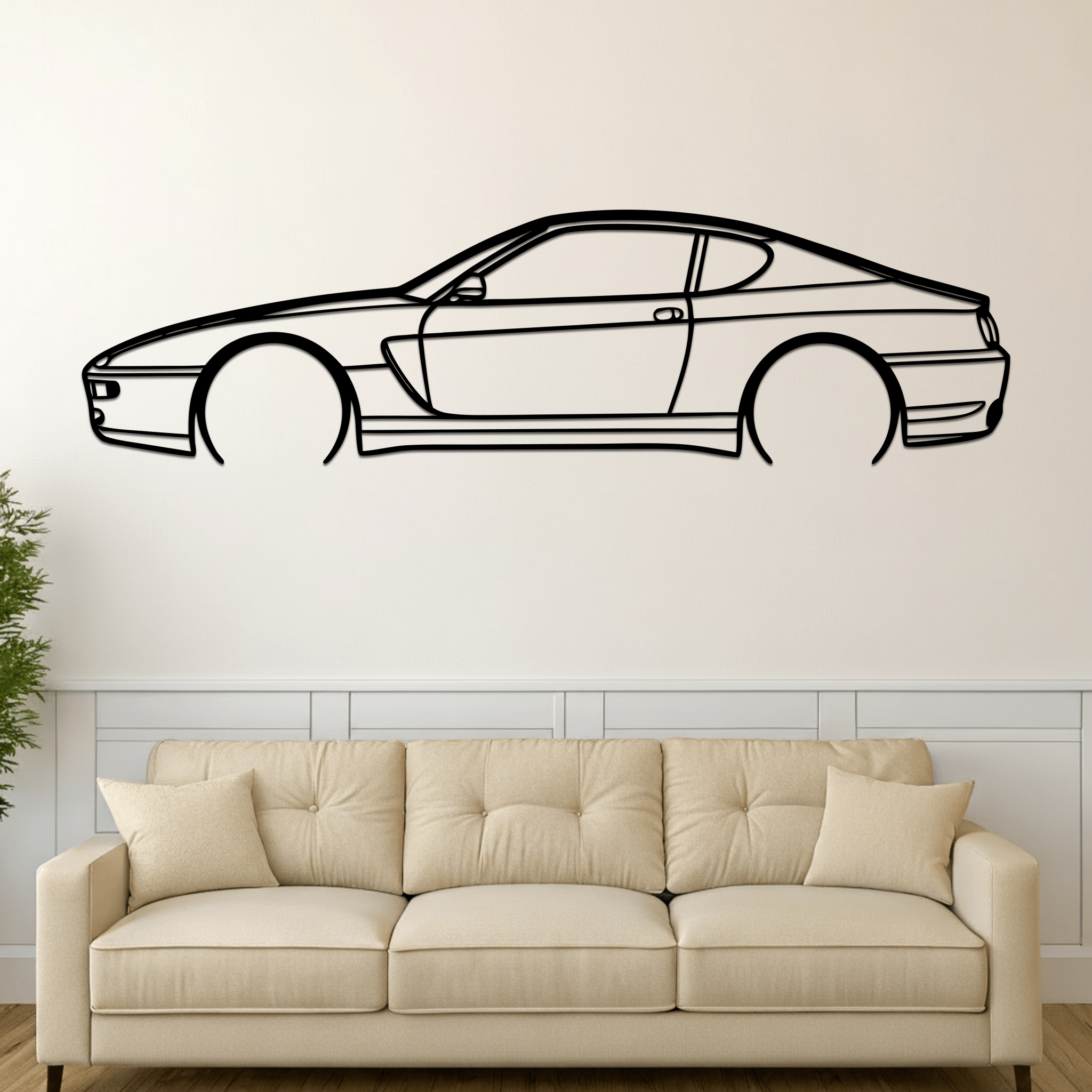 456 GT 1995 Silhouette Metal Wall Art - CikosWallArt