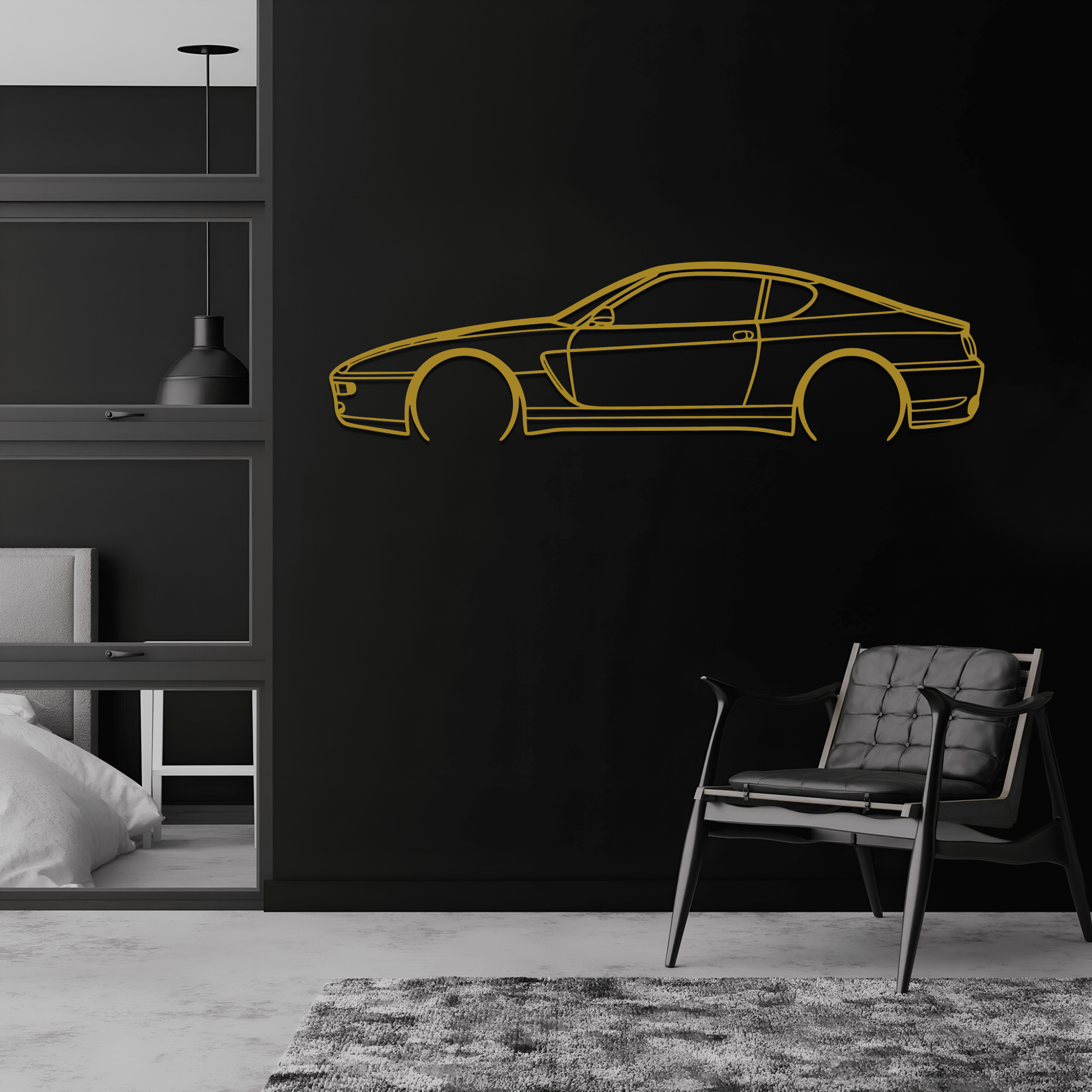 456 GT 1995 Silhouette Metal Wall Art - CikosWallArt
