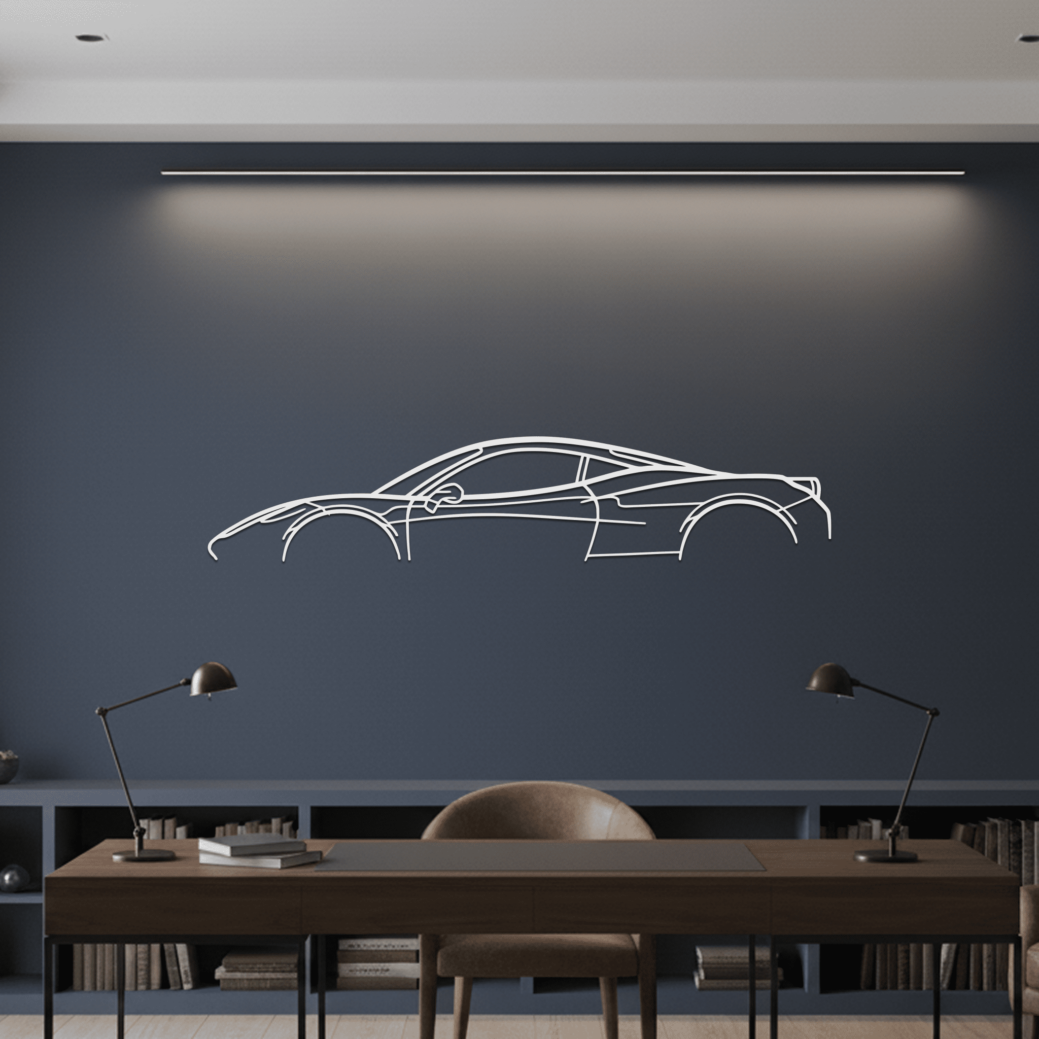 458 Italia Classic Silhouette Metal Wall Art - CikosWallArt