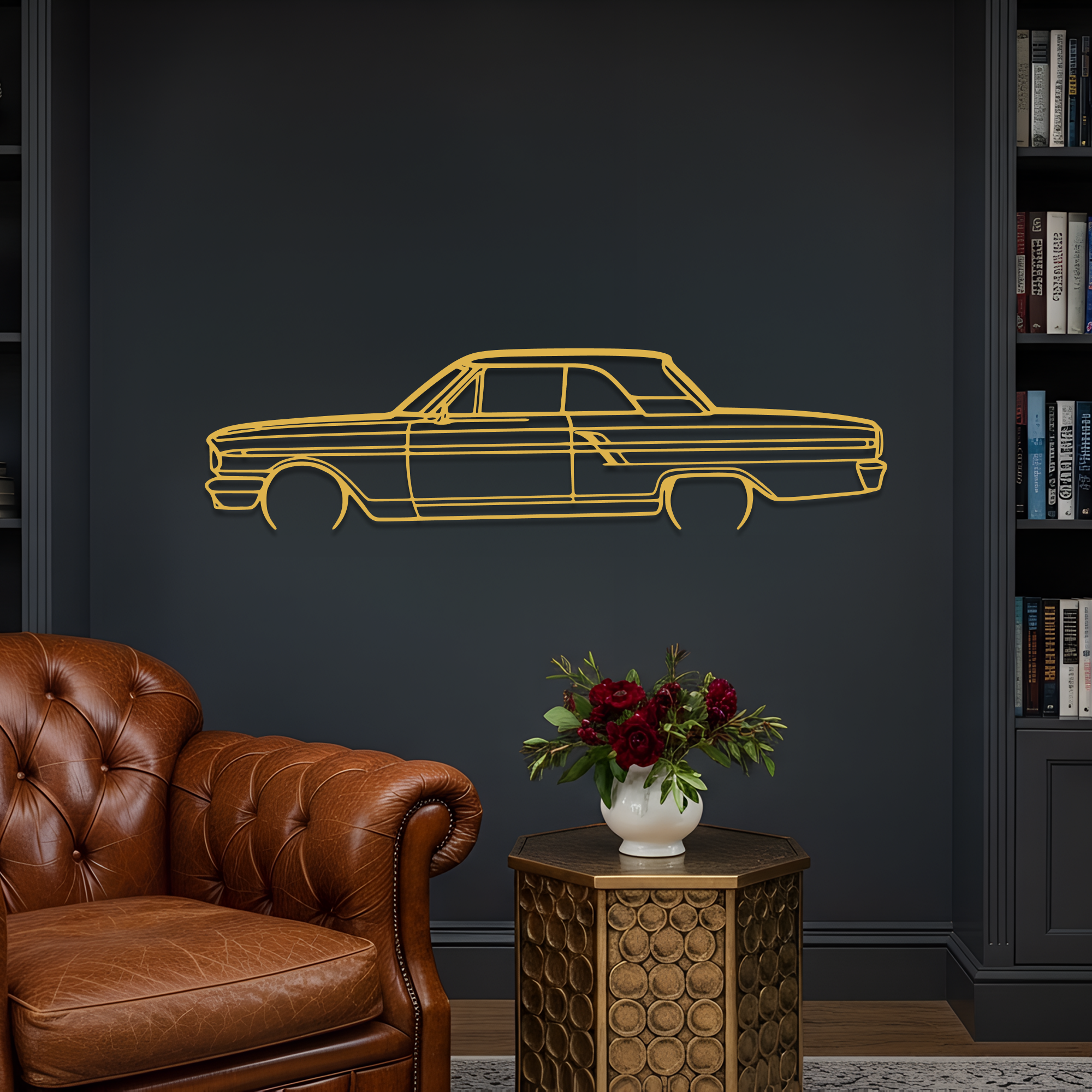 1964 Fairlane Coupe Metal Wall Art – Ford Silhouette Steel Decor CikosWallArt
