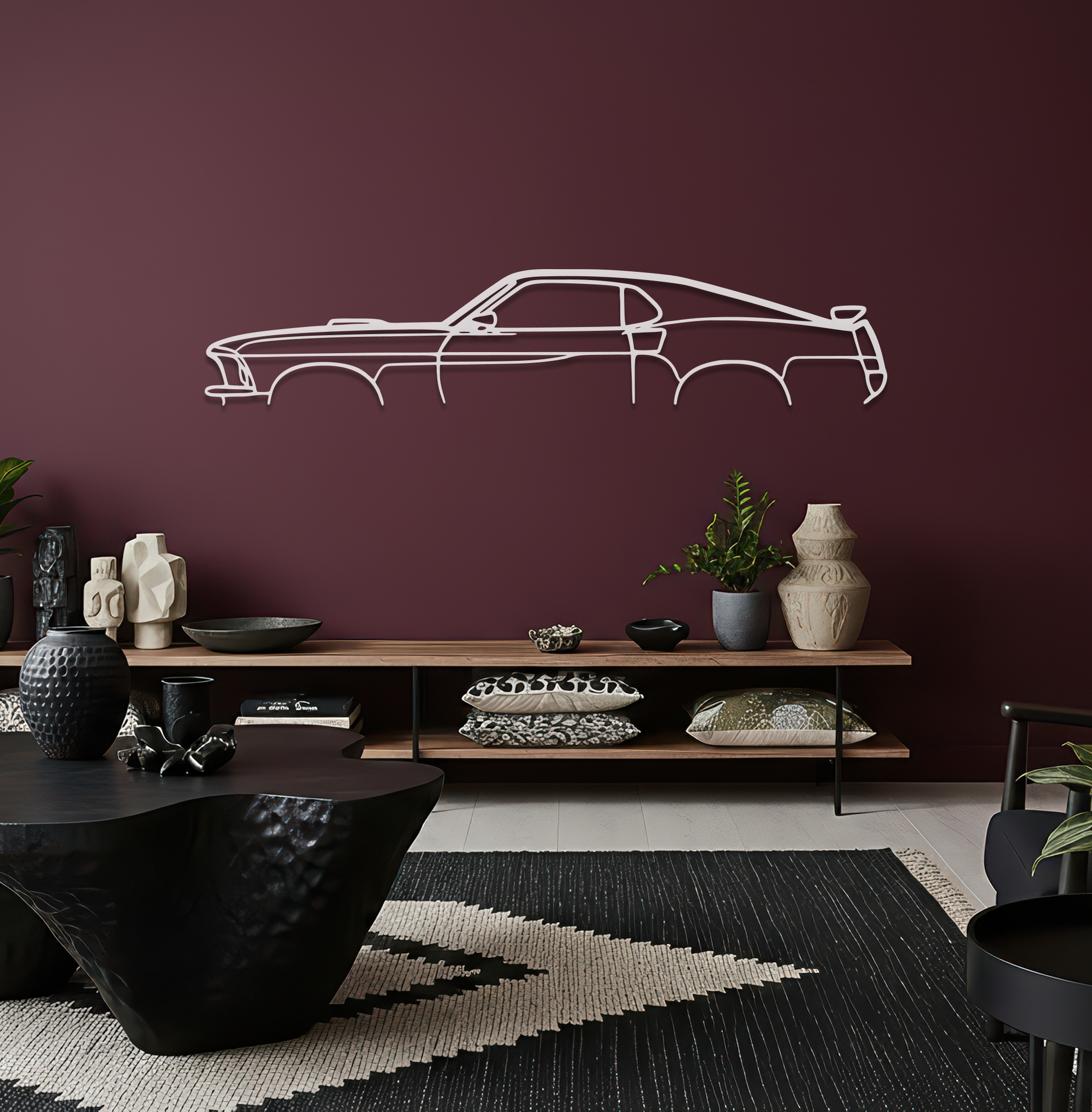 1969 Mustang Mach 1 Metal Wall Art – Ford Silhouette Steel Decor CikosWallArt