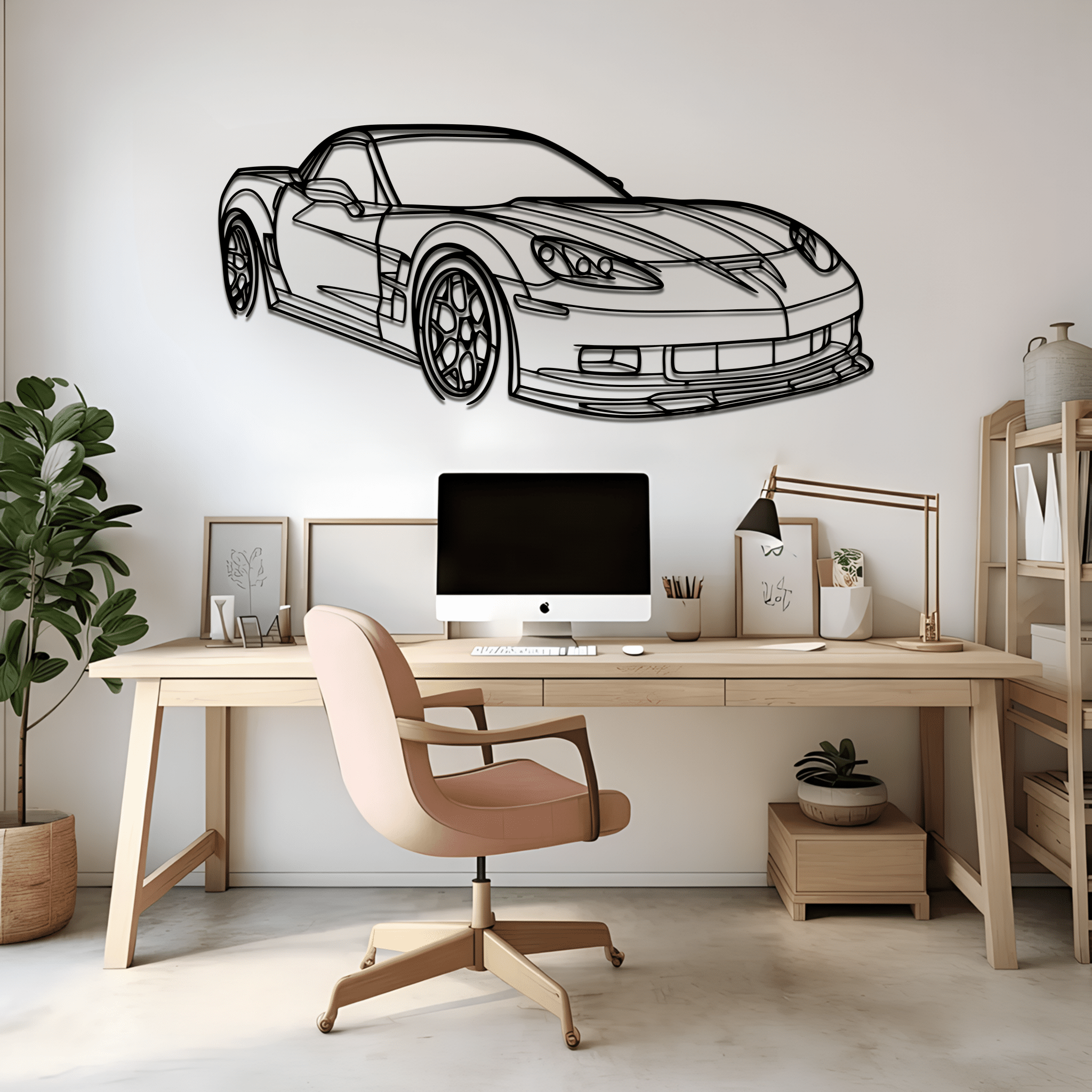 Corvette C6 ZR1 Angle Silhouette Metal Wall Art - CikosWallArt