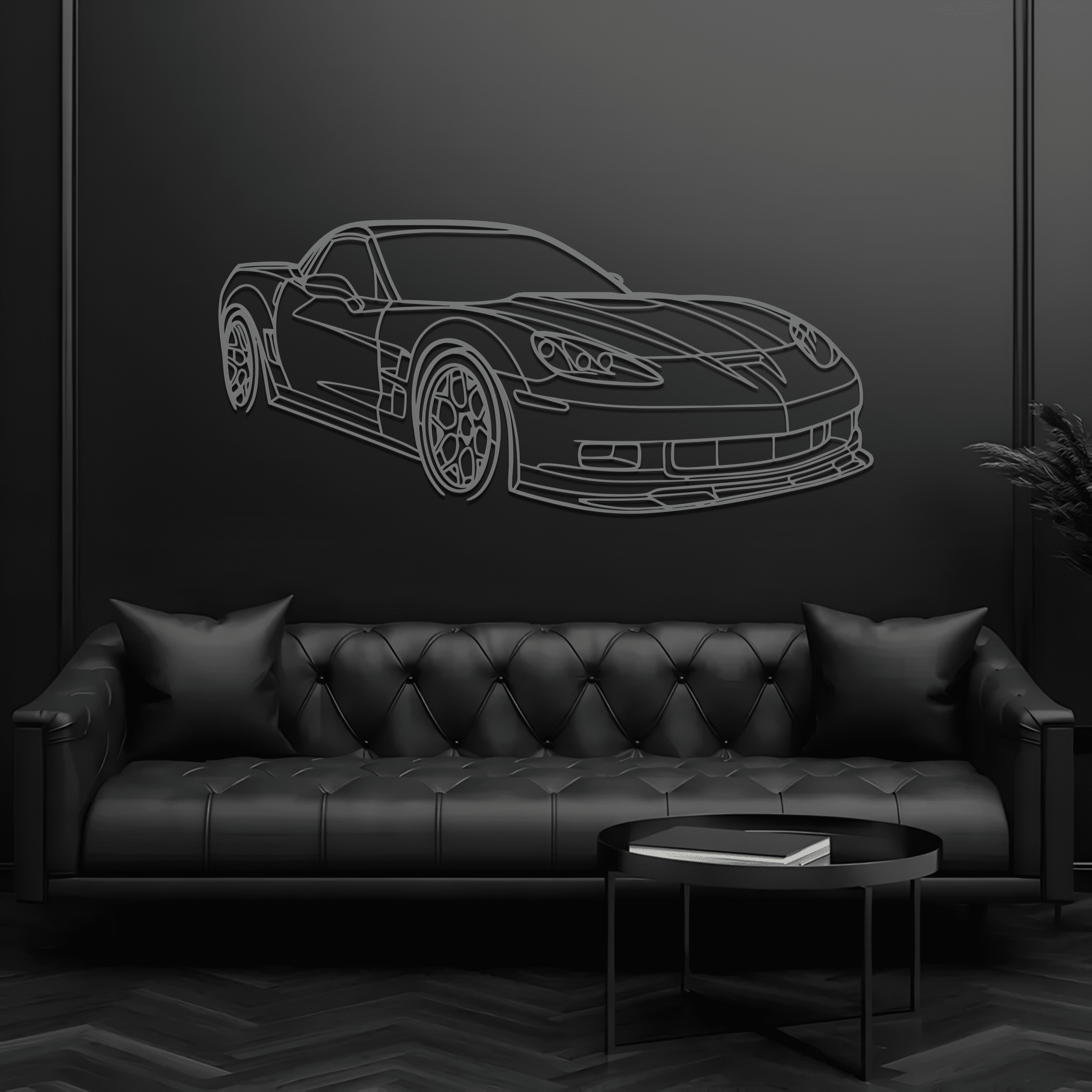 Corvette C6 ZR1 Angle Silhouette Metal Wall Art - CikosWallArt
