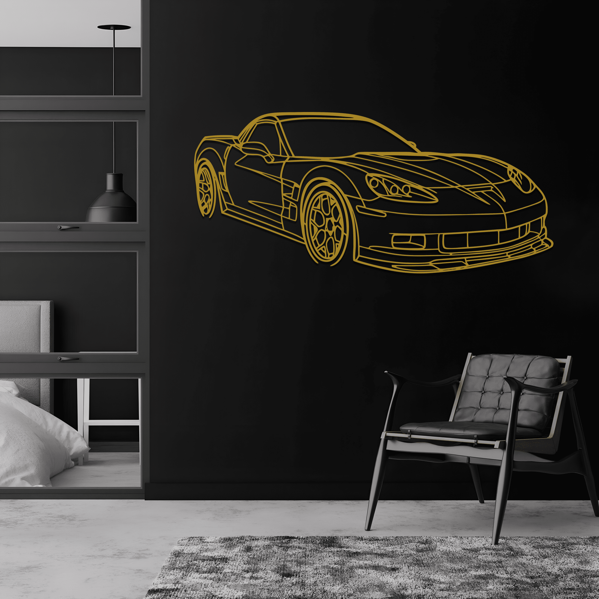 Corvette C6 ZR1 Angle Silhouette Metal Wall Art - CikosWallArt