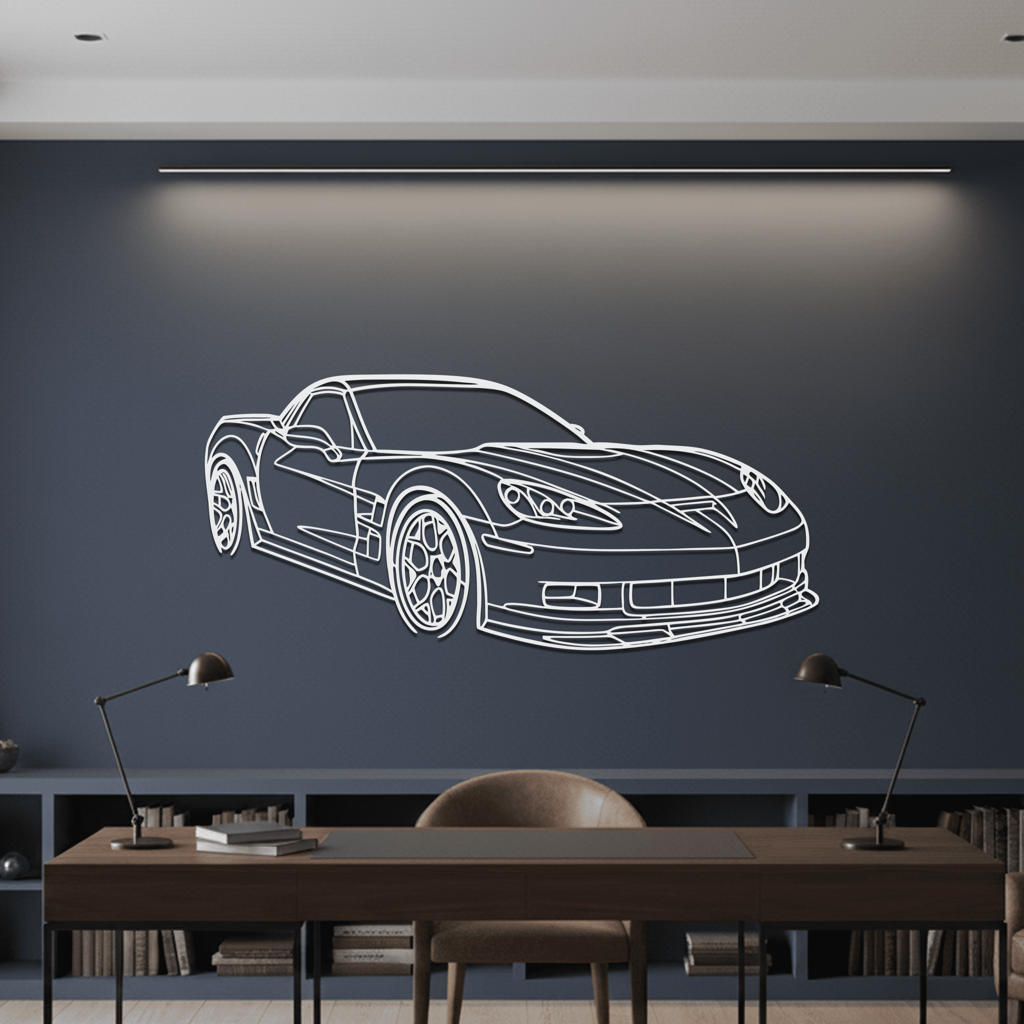 Corvette C6 ZR1 Angle Silhouette Metal Wall Art - CikosWallArt