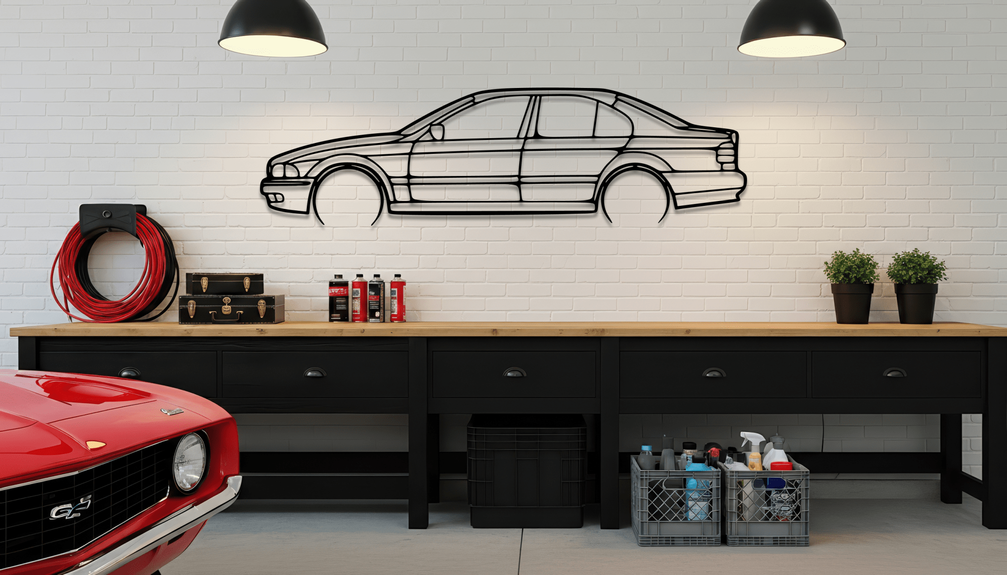 E39 5 Series Metal Wall Art – BMW Silhouette Steel Decor - CikosWallArt