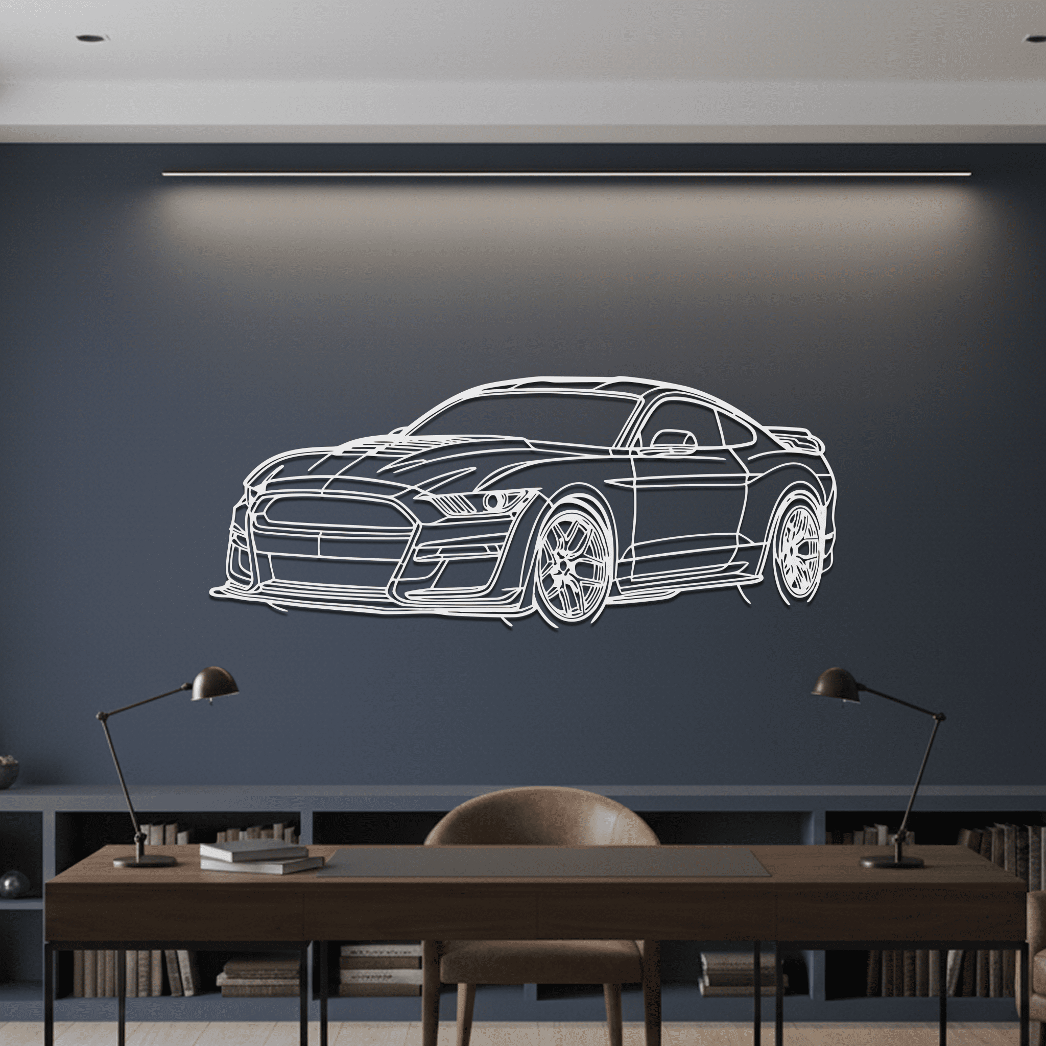 Mustang Shelby GT500 2021 Angle Silhouette Metal Wall Art - CikosWallArt