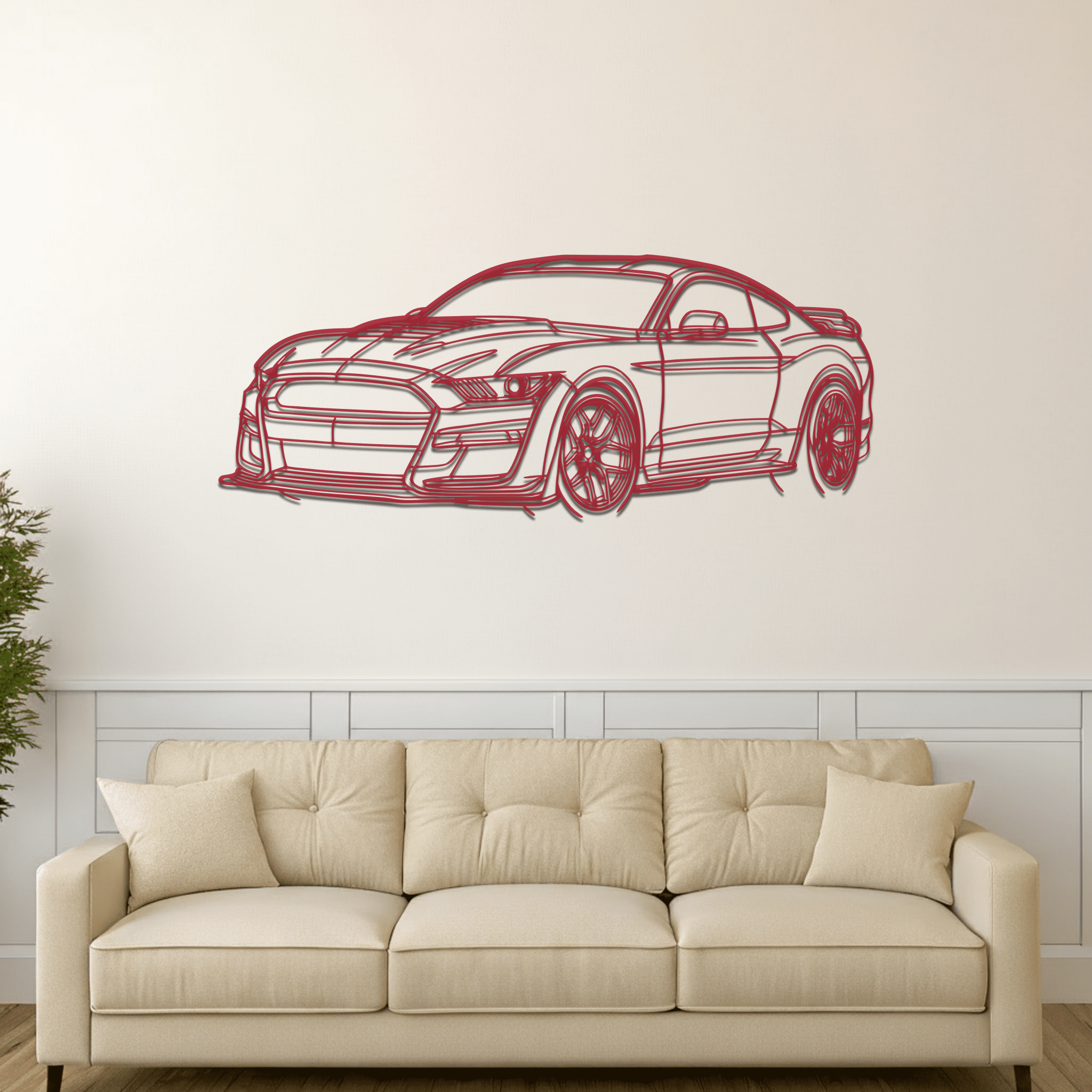 Mustang Shelby GT500 2021 Angle Silhouette Metal Wall Art - CikosWallArt