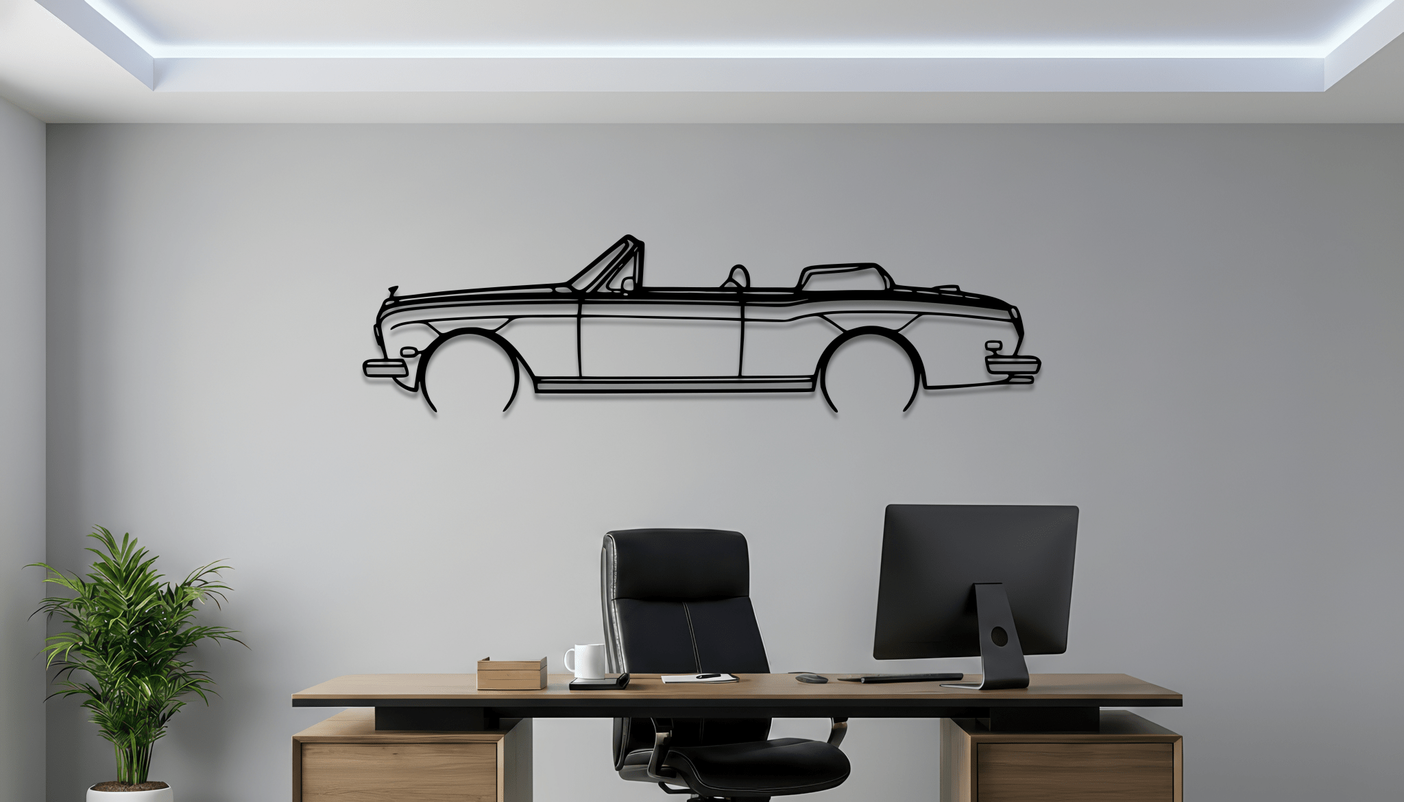 Royce Corniche Convertible 1981 Metal Wall Art – Silhouette Decor - CikosWallArt