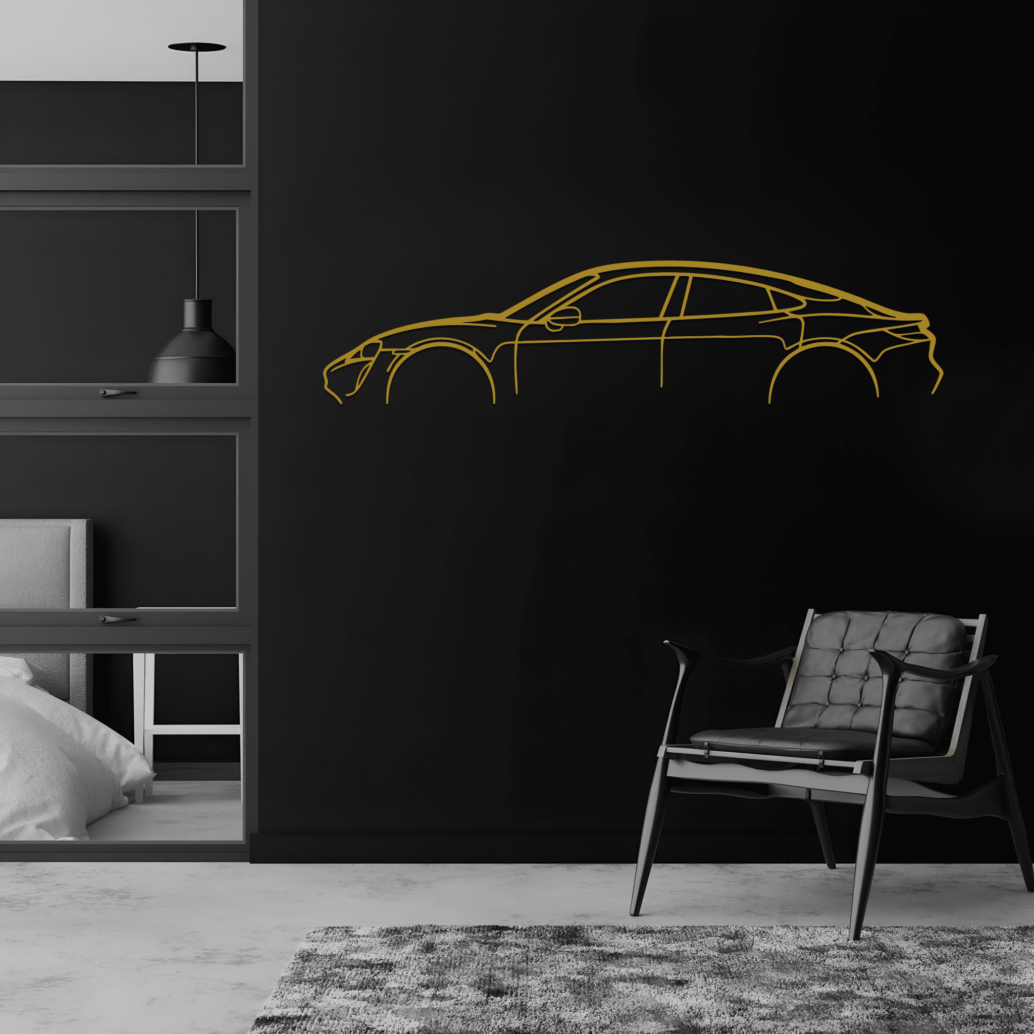 Taycan Silhouette Metal Wall Art - CikosWallArt