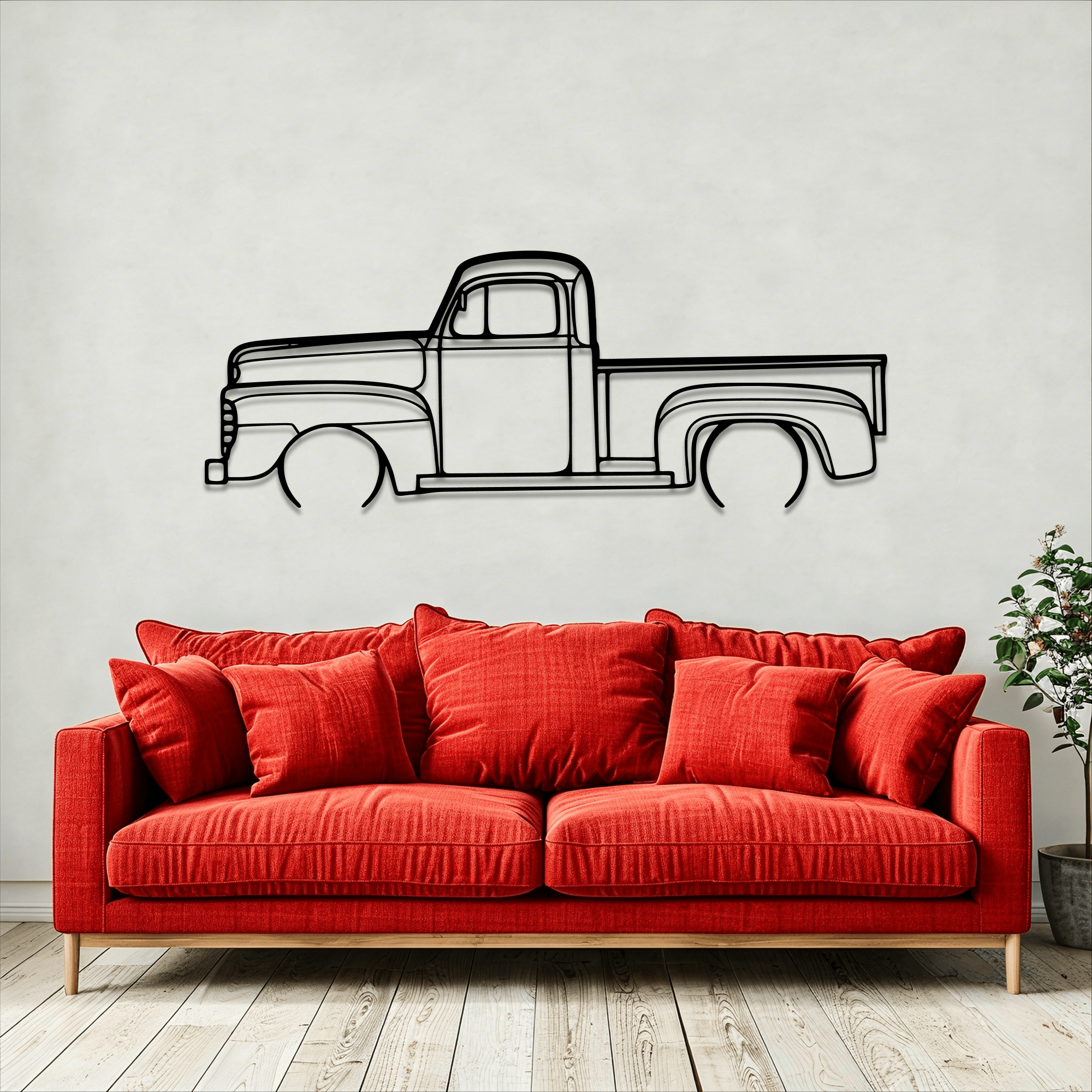 1948 F1 Pickup Metal Wall Art – Ford Silhouette Steel Decor - CikosWallArt