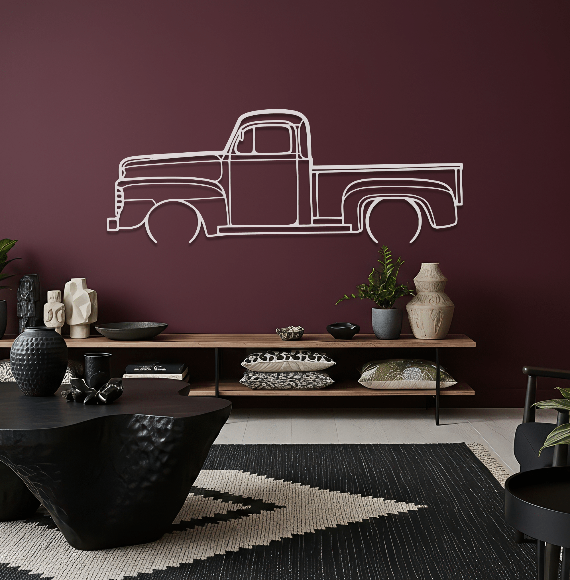 1948 F1 Pickup Metal Wall Art – Ford Silhouette Steel Decor - CikosWallArt