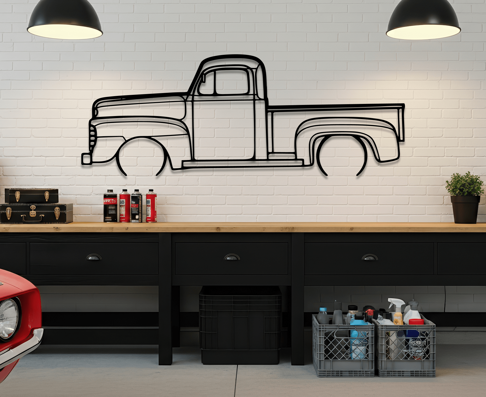 1948 F1 Pickup Metal Wall Art – Ford Silhouette Steel Decor - CikosWallArt