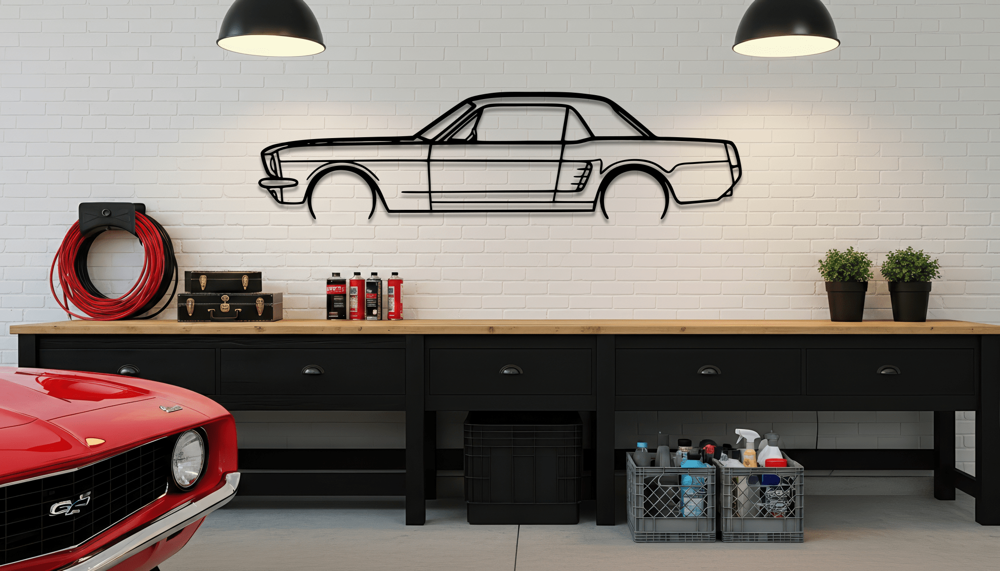 1966 Mustang Coupe Metal Wall Art – Ford Silhouette Steel Decor - CikosWallArt
