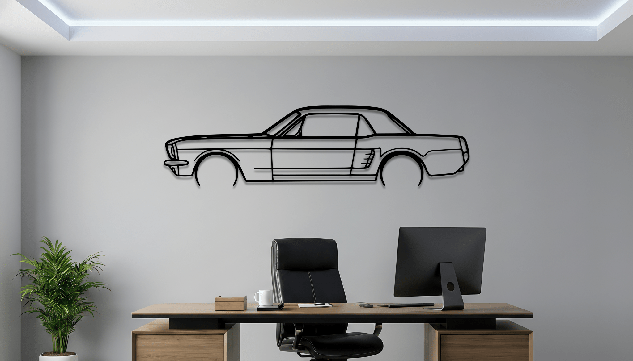 1966 Mustang Coupe Metal Wall Art – Ford Silhouette Steel Decor - CikosWallArt