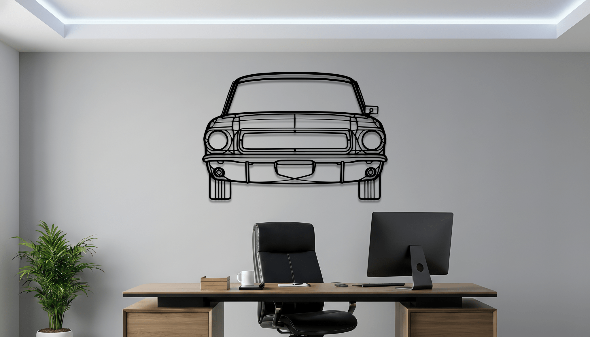 1968 Mustang Front Metal Wall Art – Ford Silhouette Steel Decor - CikosWallArt