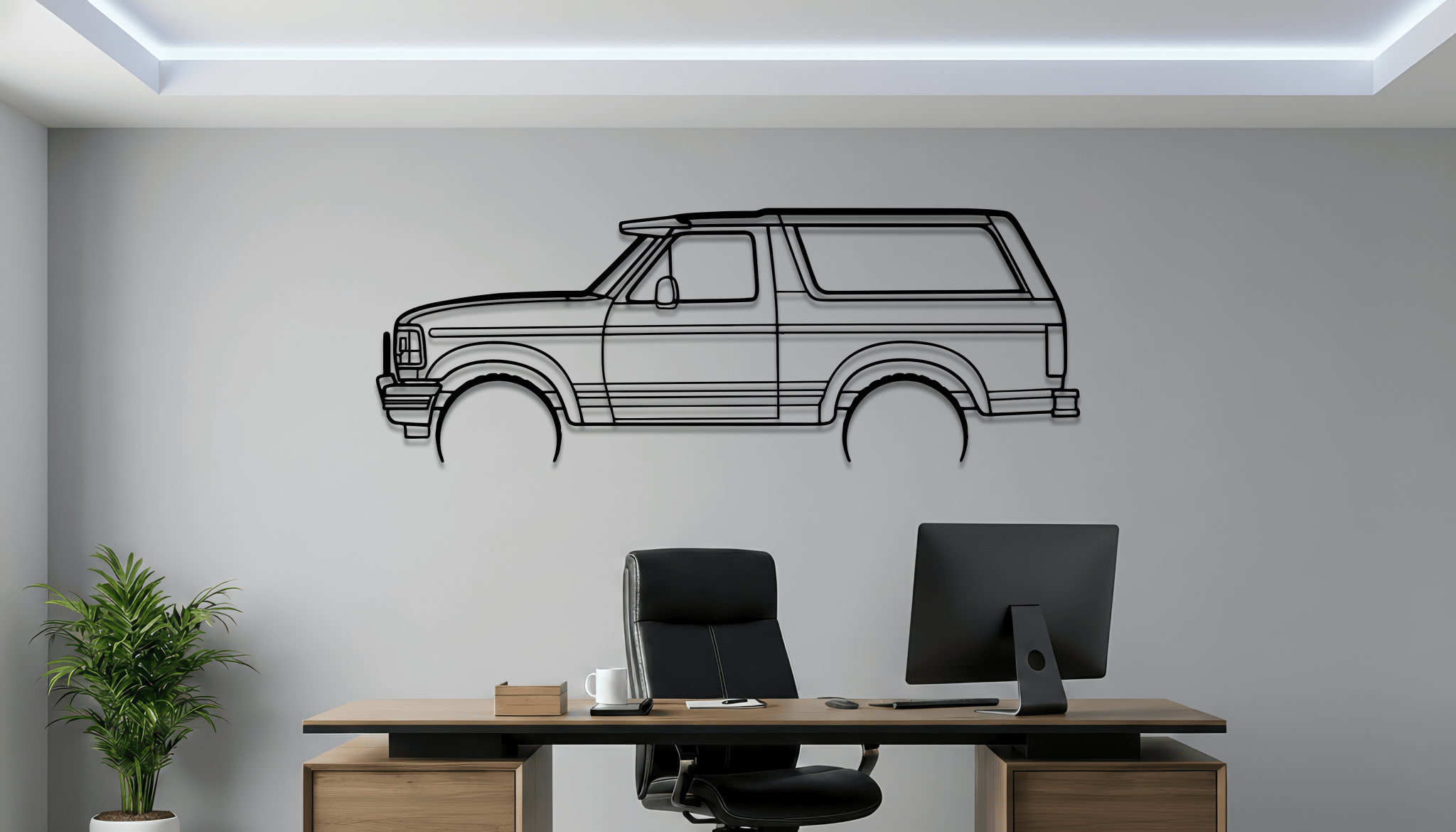 1995 Bronco XLT Metal Wall Art – Ford Silhouette Steel Decor - CikosWallArt