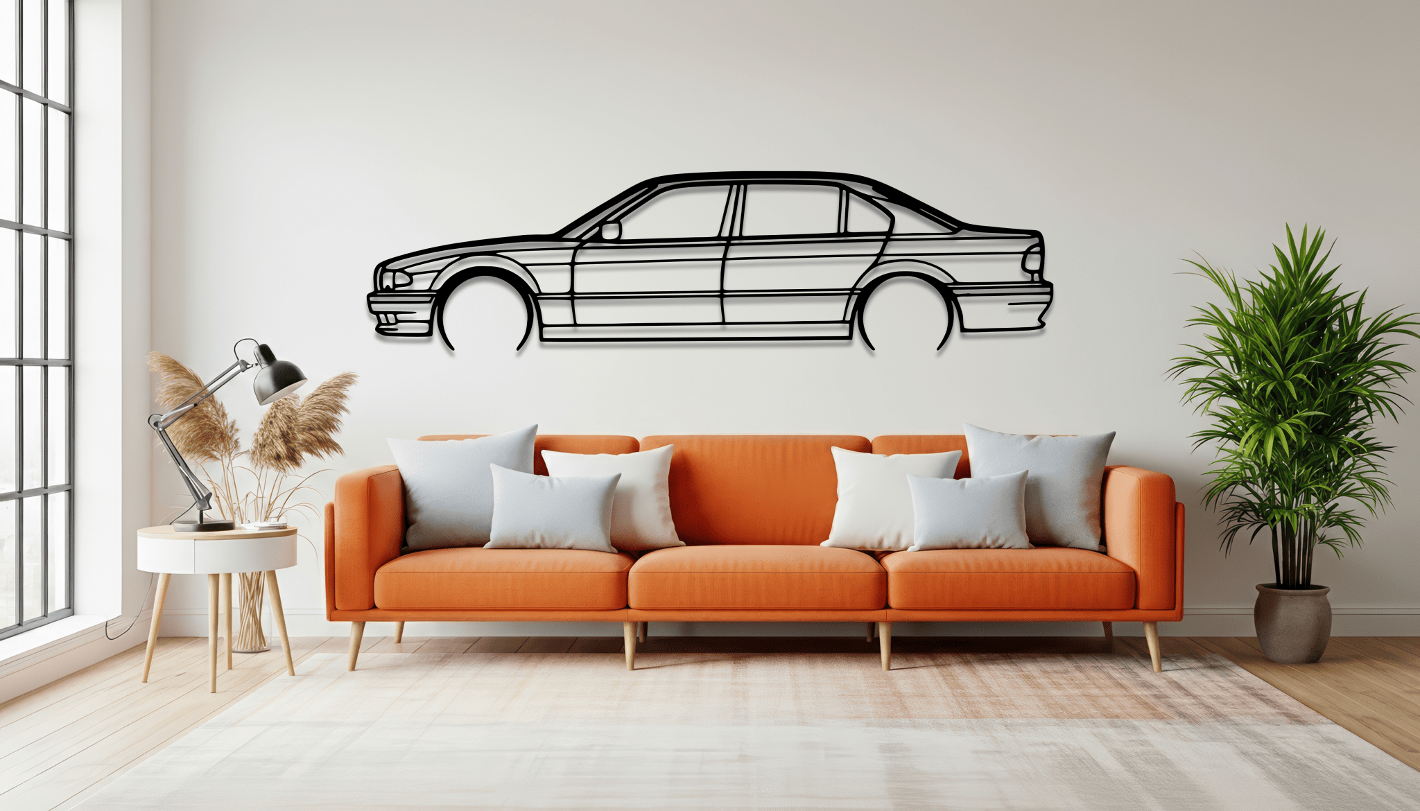 1999 E38 740i Metal Wall Art – BMW Silhouette Steel Decor - CikosWallArt