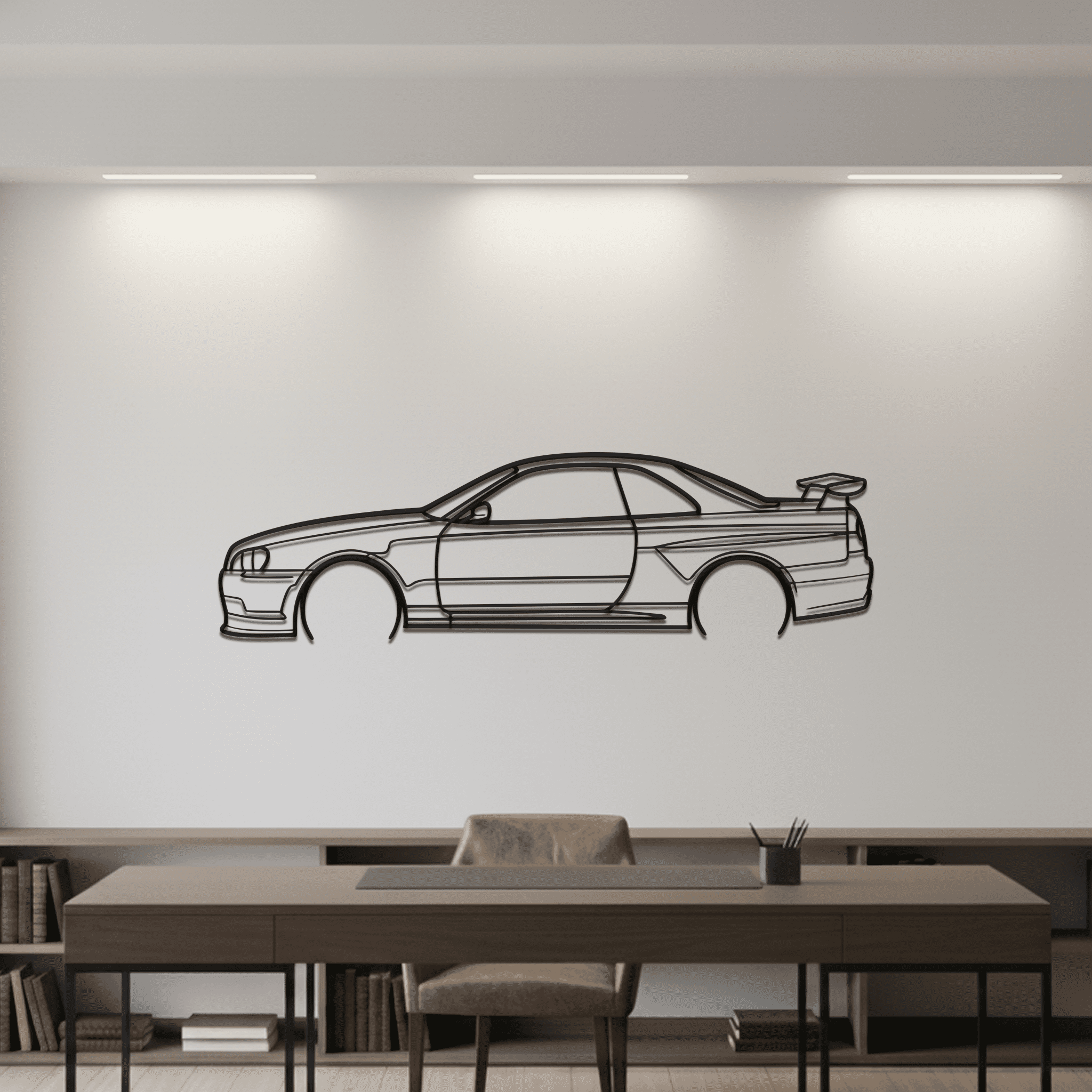 1999 Skyline R34 Silhouette Metal Wall Art - CikosWallArt