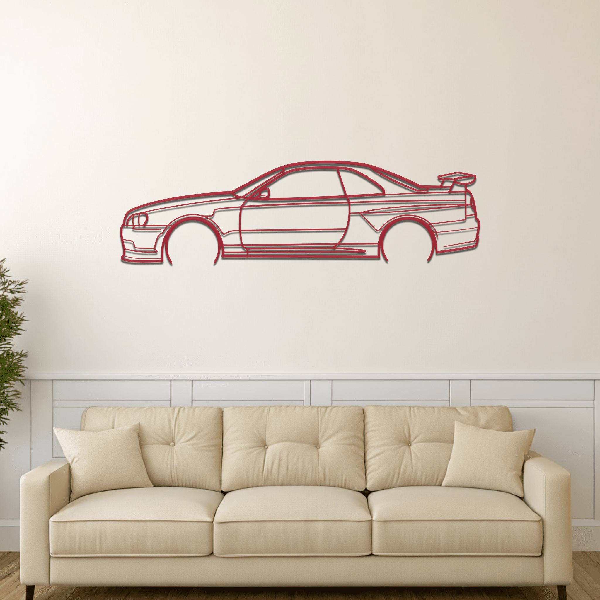1999 Skyline R34 Silhouette Metal Wall Art - CikosWallArt