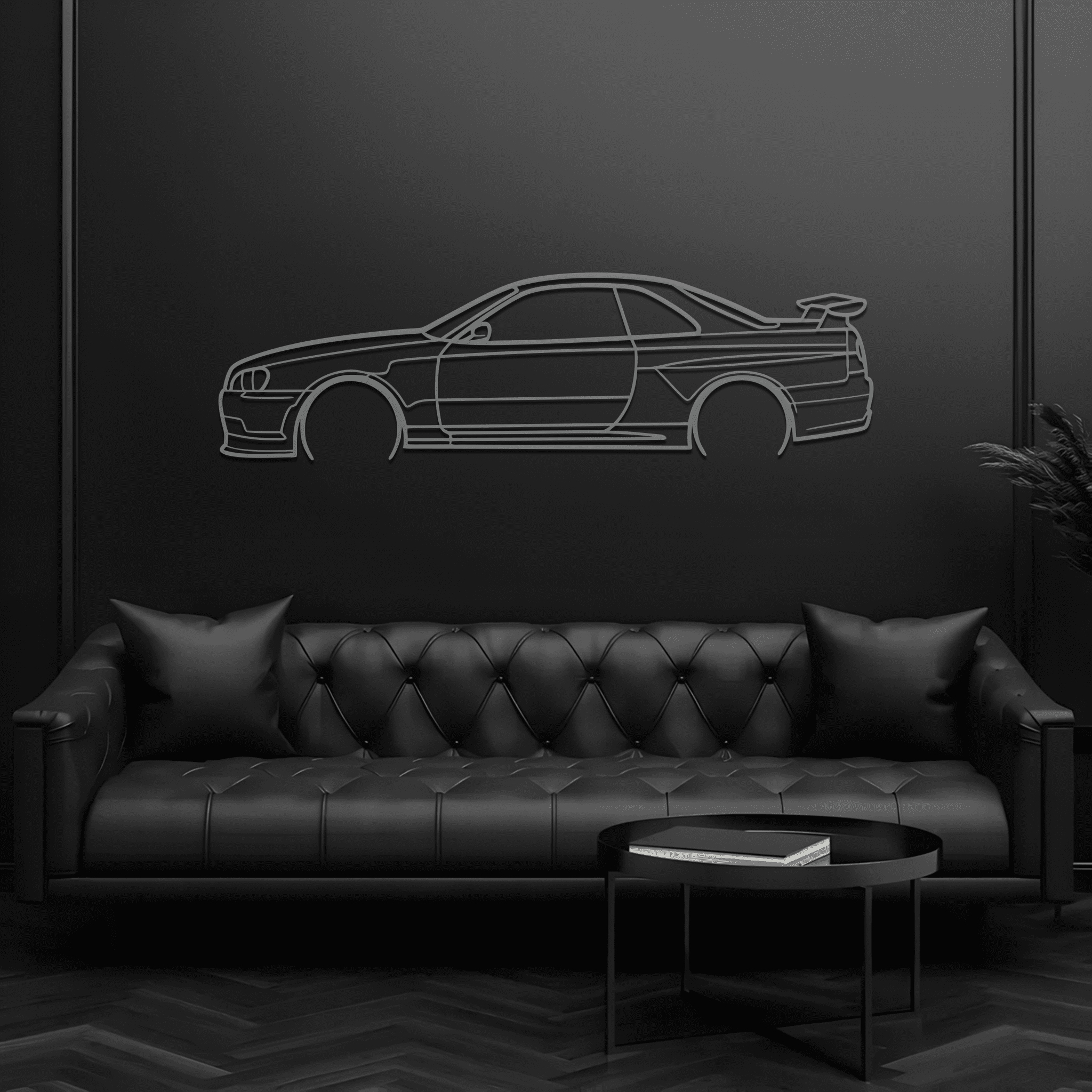 1999 Skyline R34 Silhouette Metal Wall Art - CikosWallArt