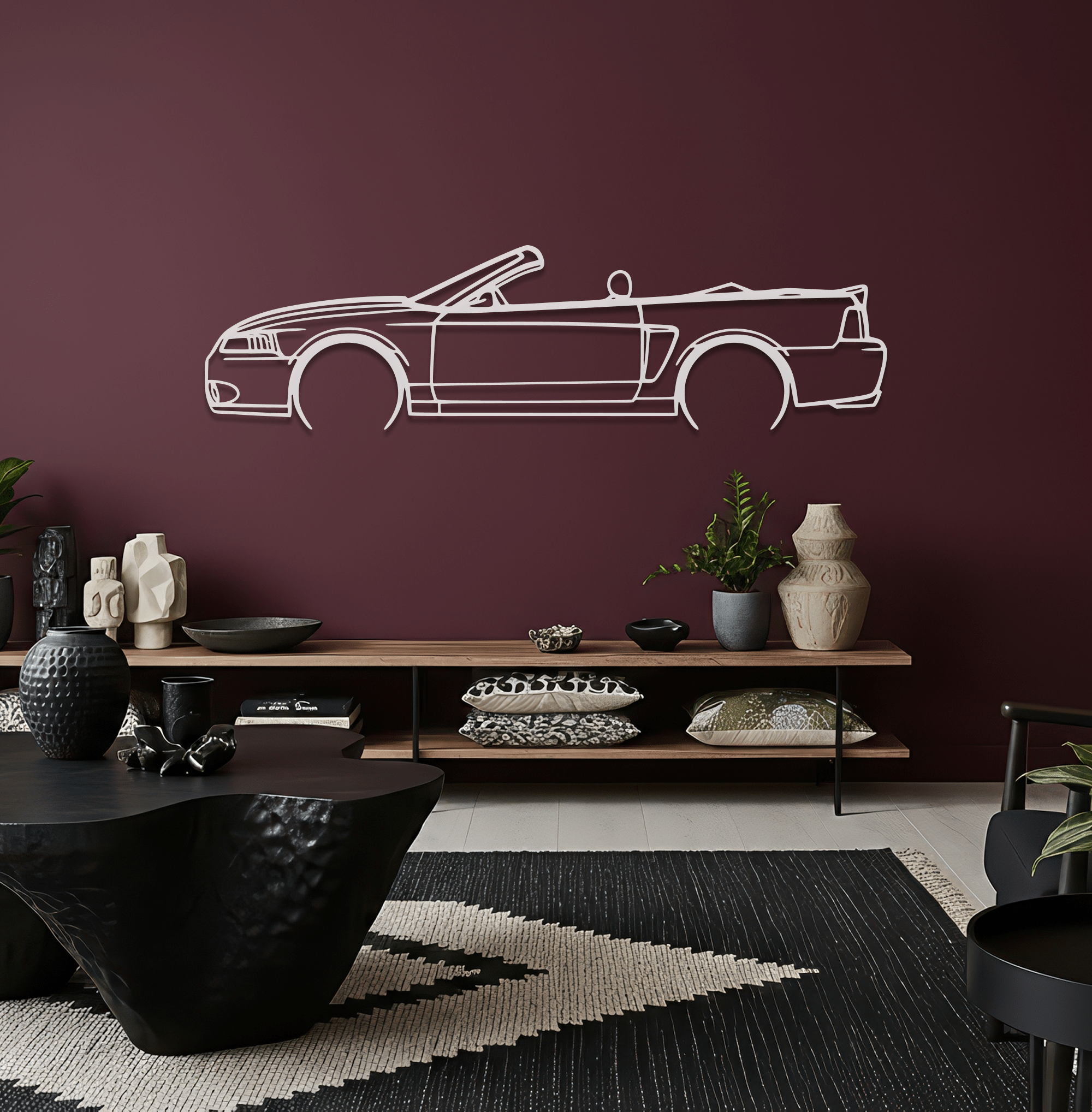 2004 Mustang Cobra Cabrio Metal Wall Art – Ford Silhouette Steel Decor - CikosWallArt
