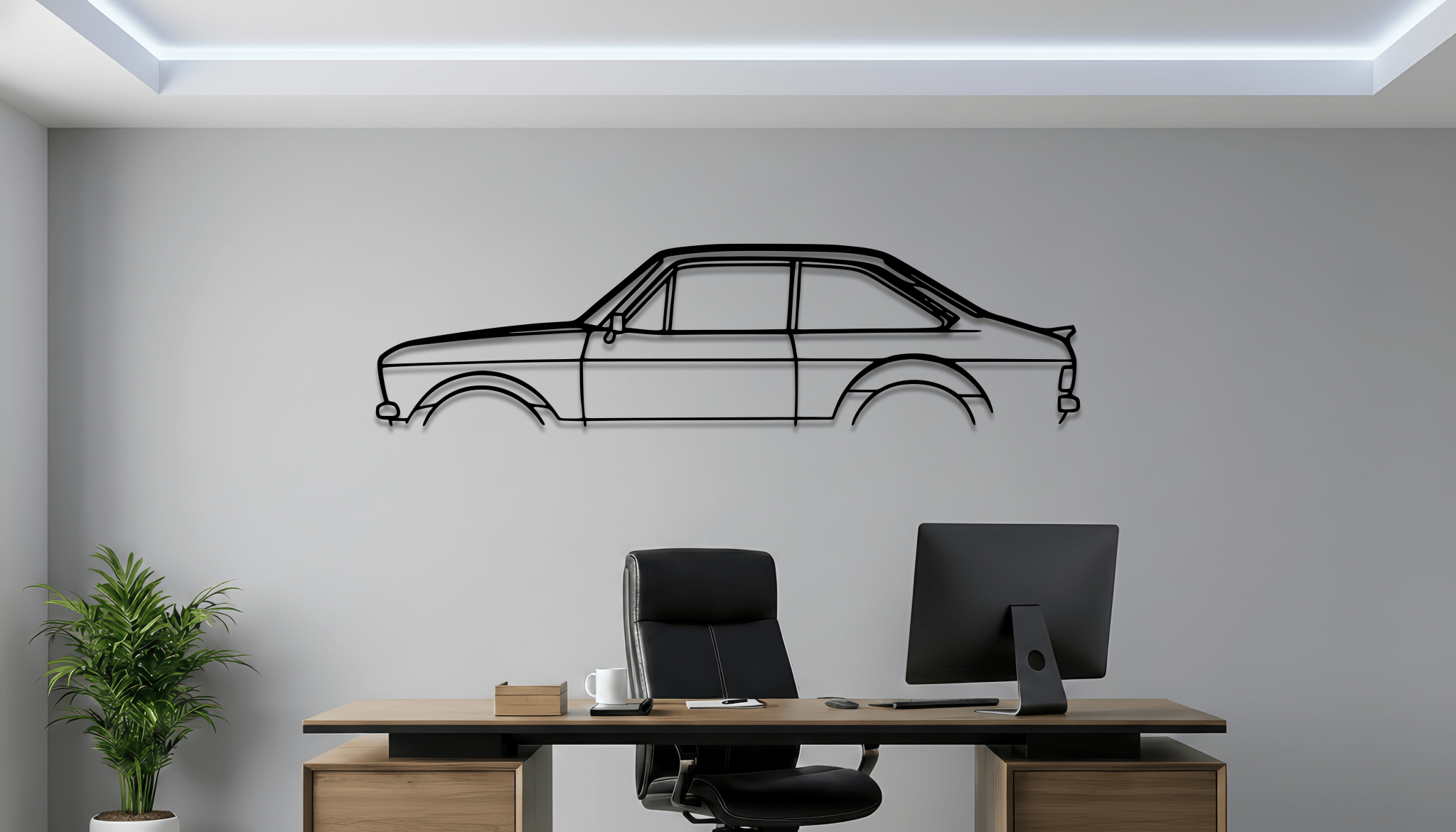 2021 Escort MK2 Metal Wall Art – Ford Silhouette Steel Decor - CikosWallArt