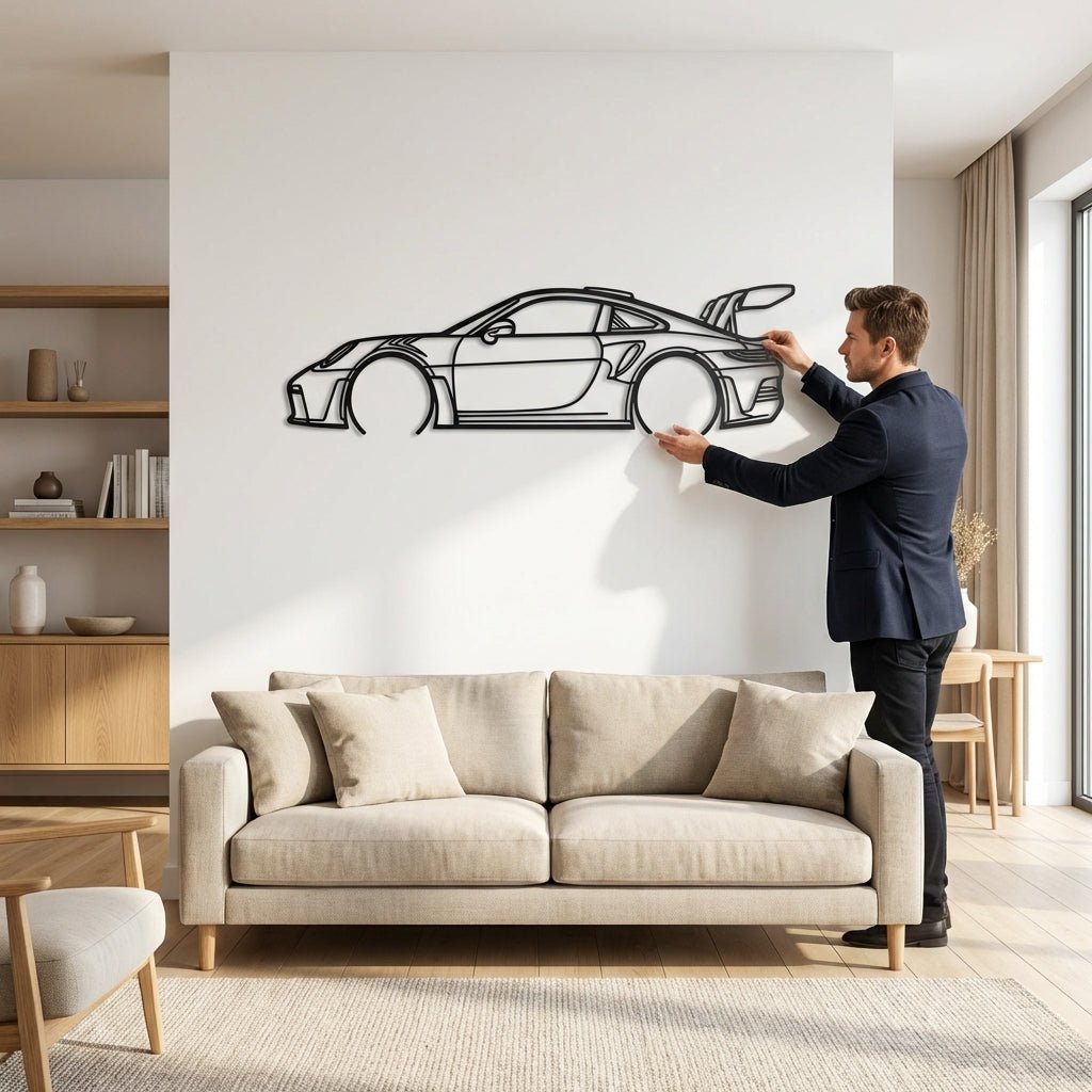 2023 Porsche 911 (992) GT3 RS Metal Wall Art – Track - Focused Supercar Silhouette - CikosWallArt