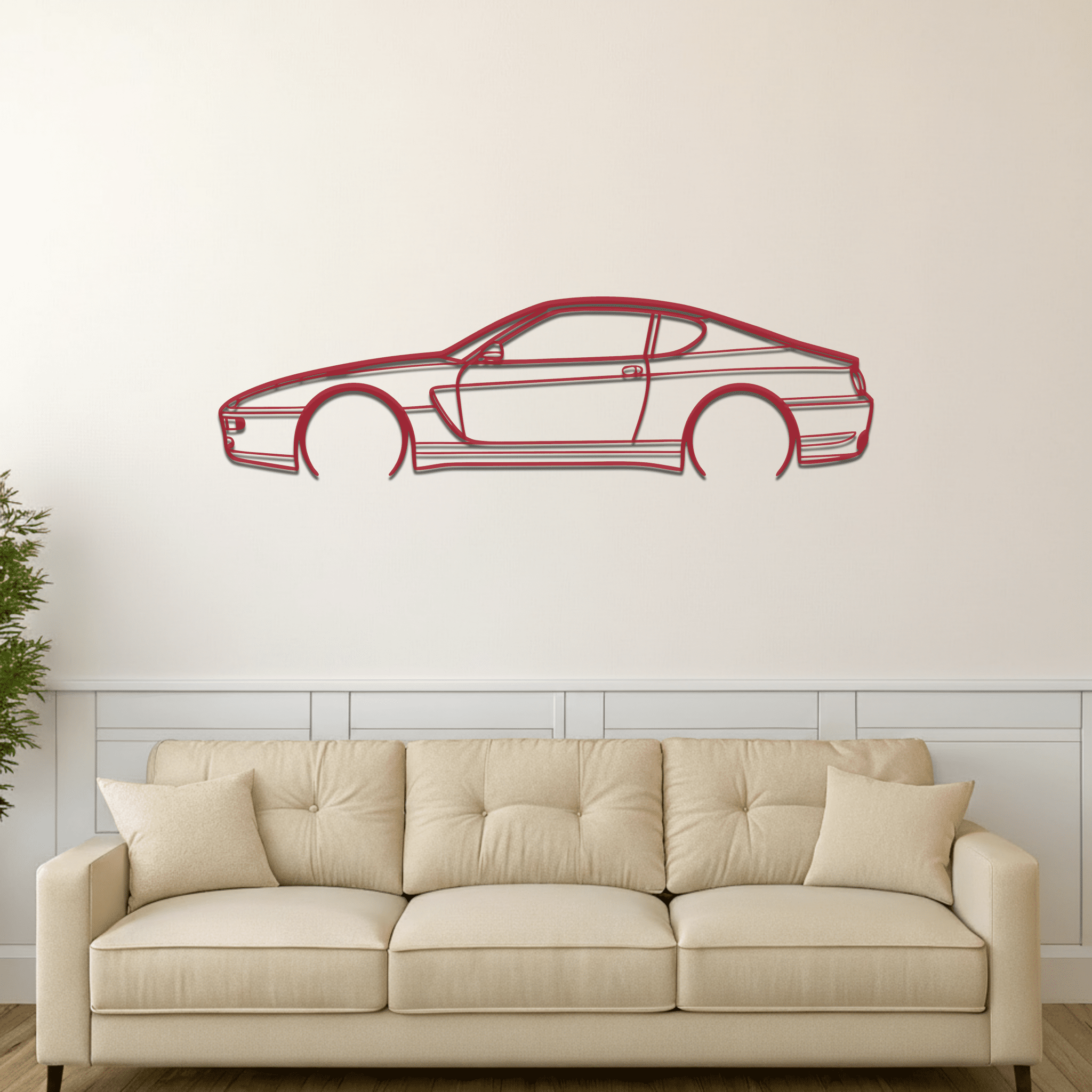 456 GT 1995 Silhouette Metal Wall Art - CikosWallArt