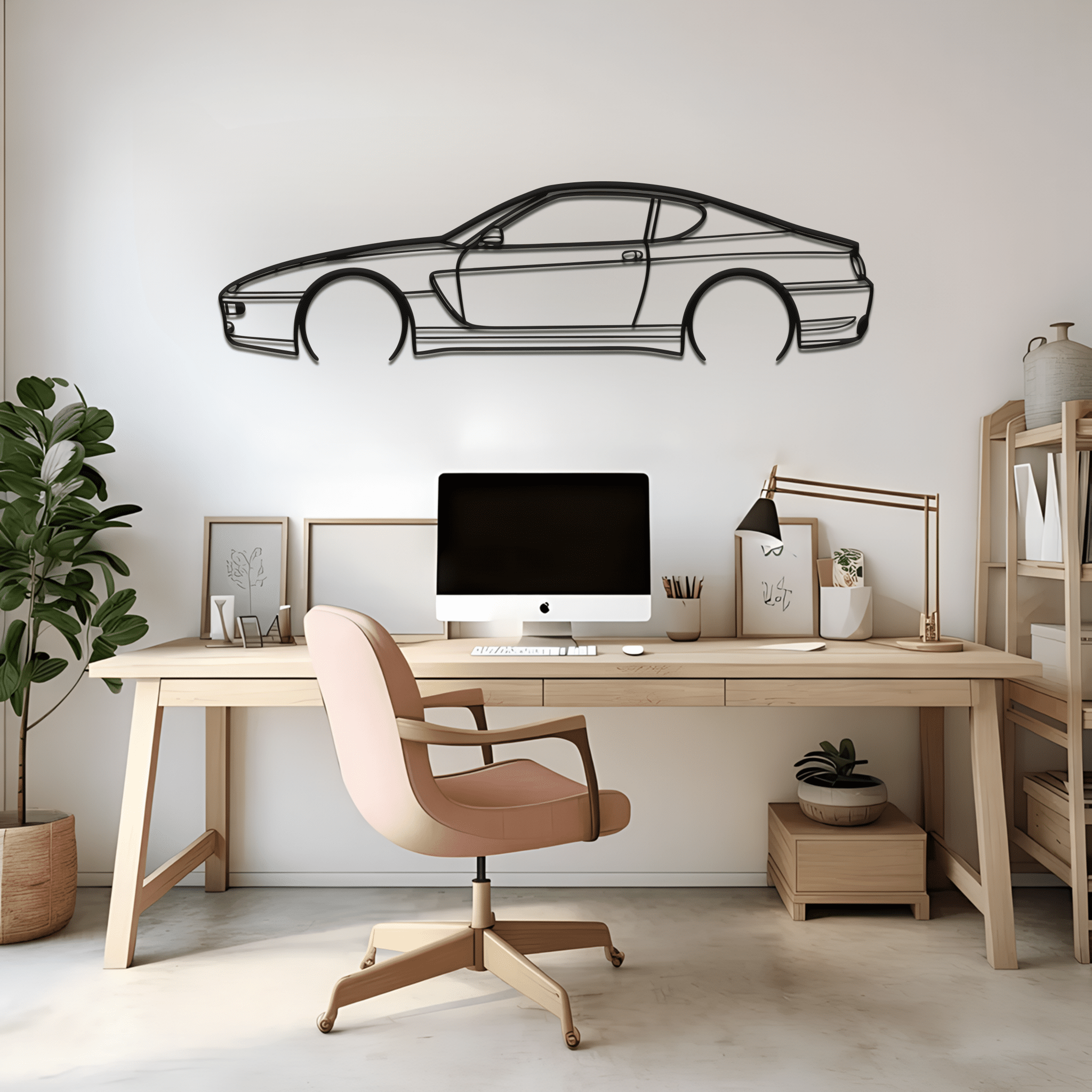456 GT 1995 Silhouette Metal Wall Art - CikosWallArt