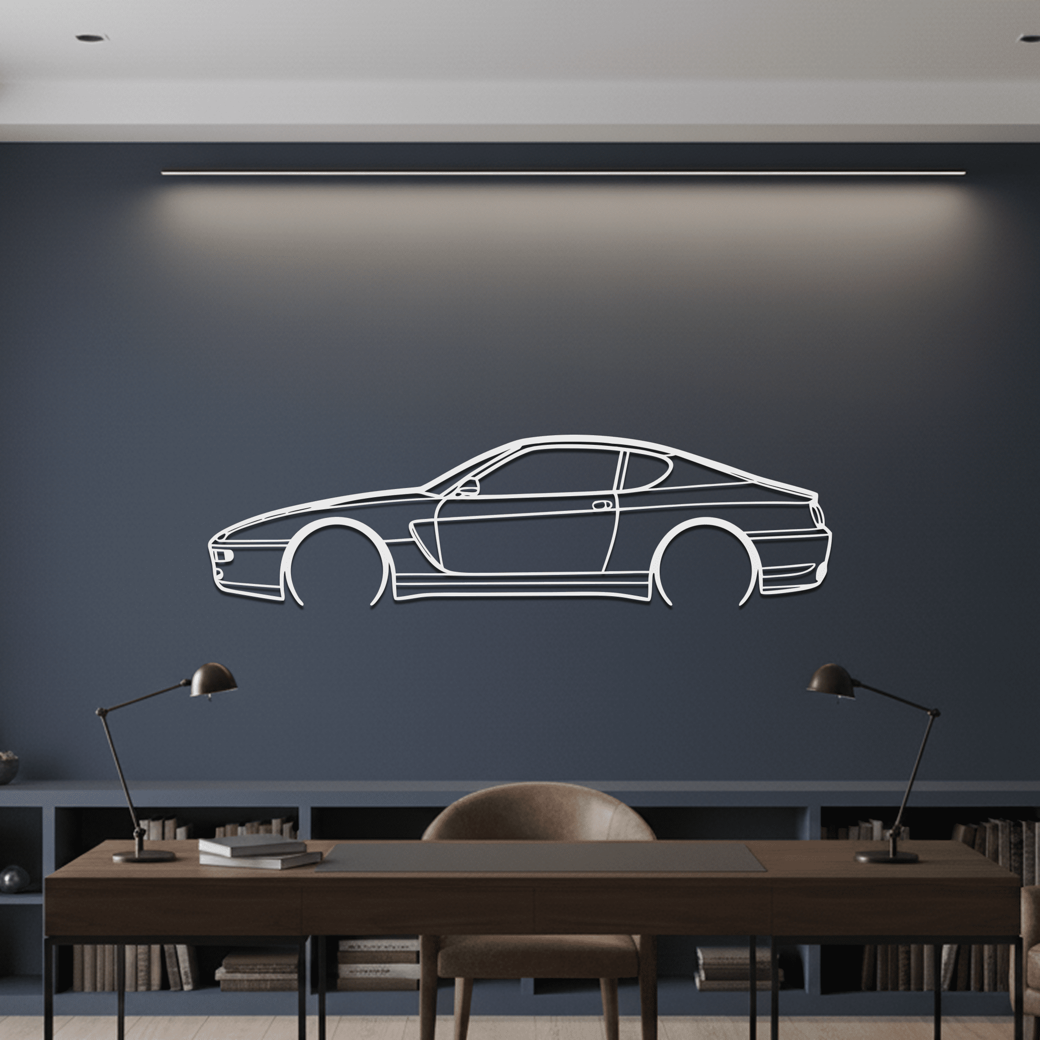 456 GT 1995 Silhouette Metal Wall Art - CikosWallArt