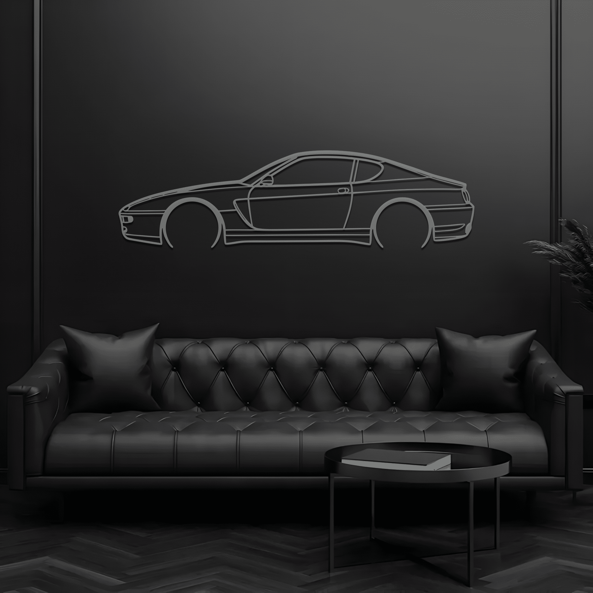 456 GT 1995 Silhouette Metal Wall Art - CikosWallArt