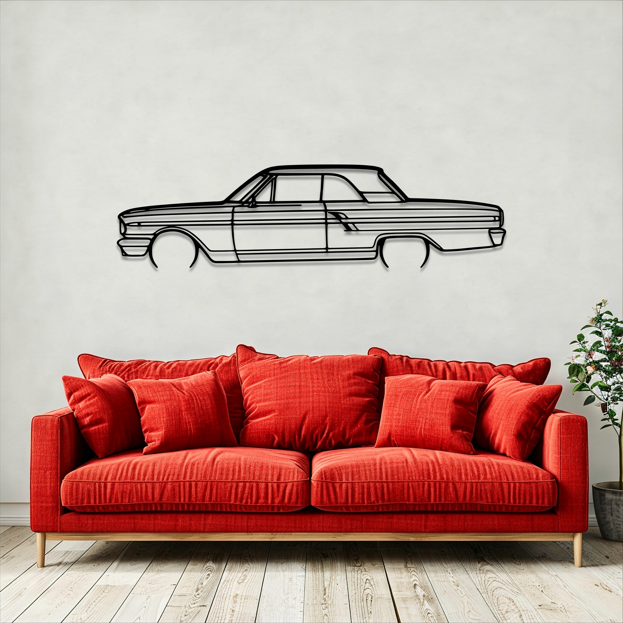 1964 Fairlane Coupe Metal Wall Art – Ford Silhouette Steel Decor CikosWallArt