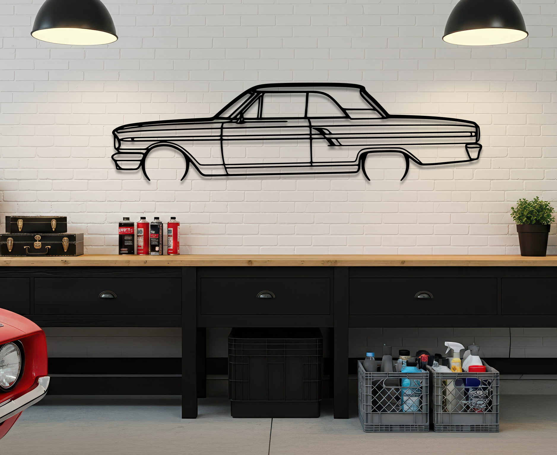 1964 Fairlane Coupe Metal Wall Art – Ford Silhouette Steel Decor CikosWallArt