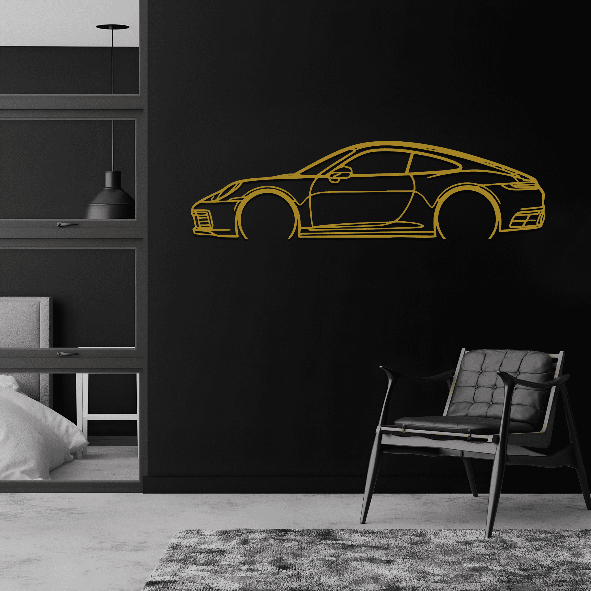 Carrera 911 (992) Silhouette Metal Wall Art - CikosWallArt