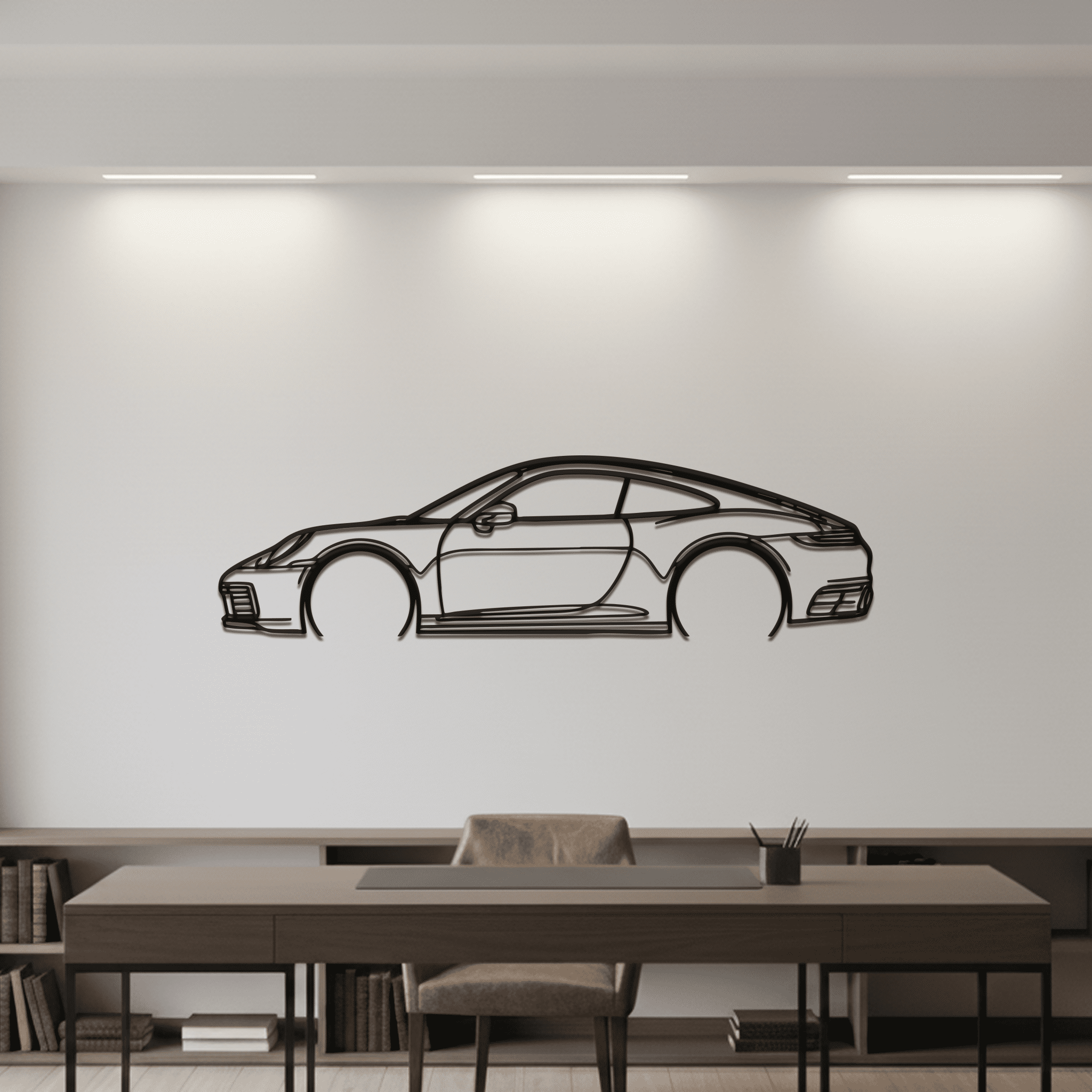 Carrera 911 (992) Silhouette Metal Wall Art - CikosWallArt