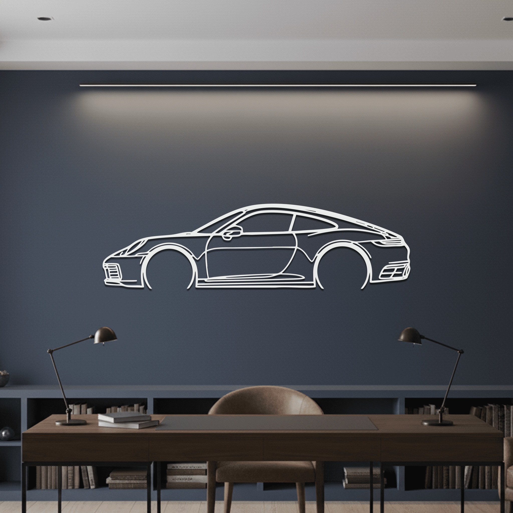 Carrera 911 (992) Silhouette Metal Wall Art - CikosWallArt