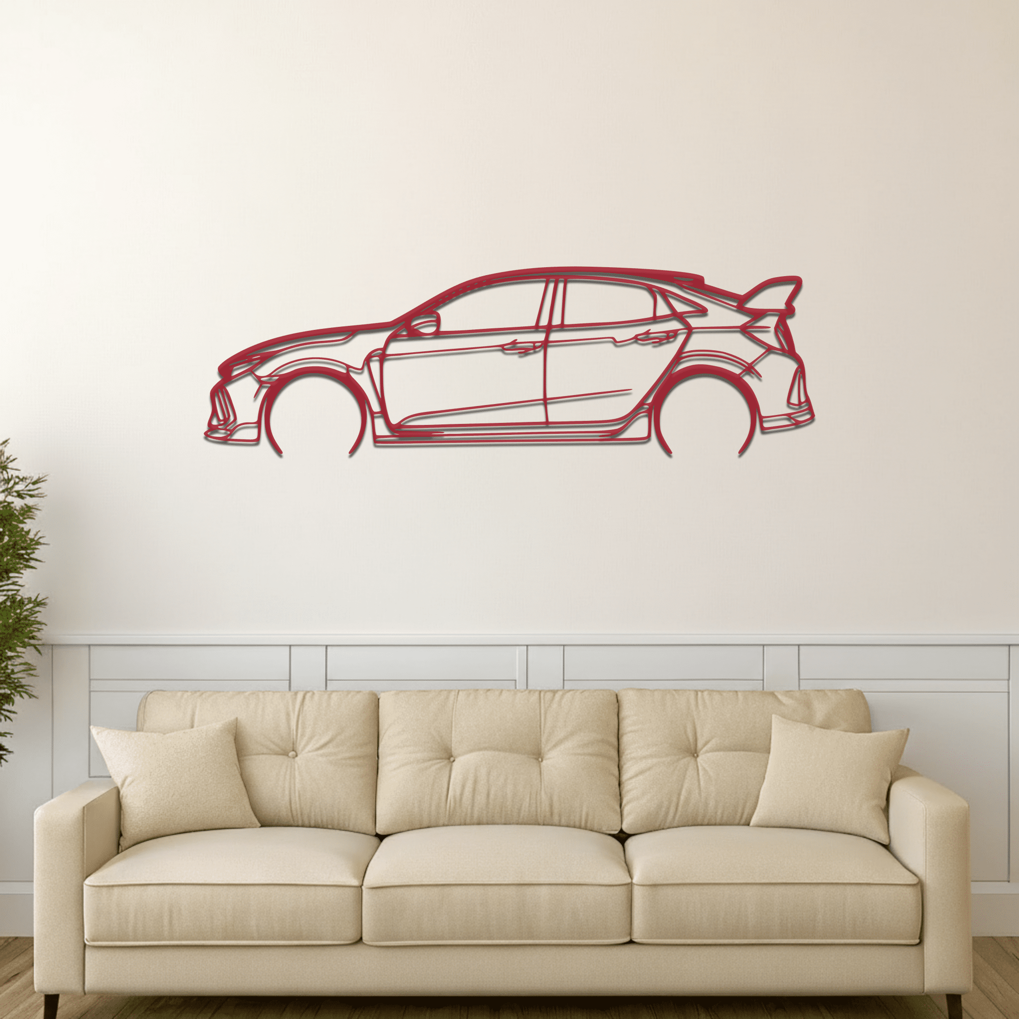 Civic Type R FK8 Silhouette Metal Wall Art - CikosWallArt