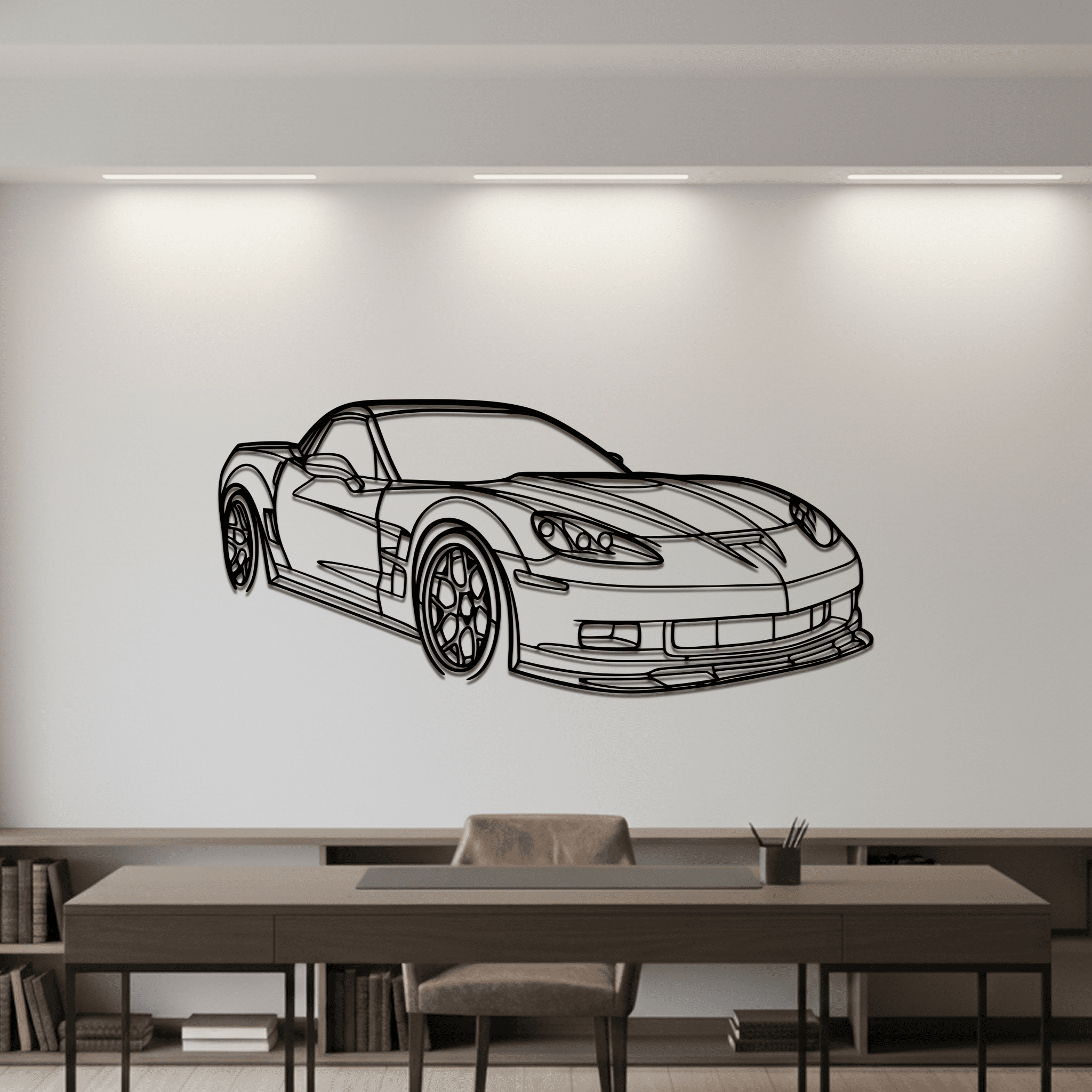 Corvette C6 ZR1 Angle Silhouette Metal Wall Art - CikosWallArt