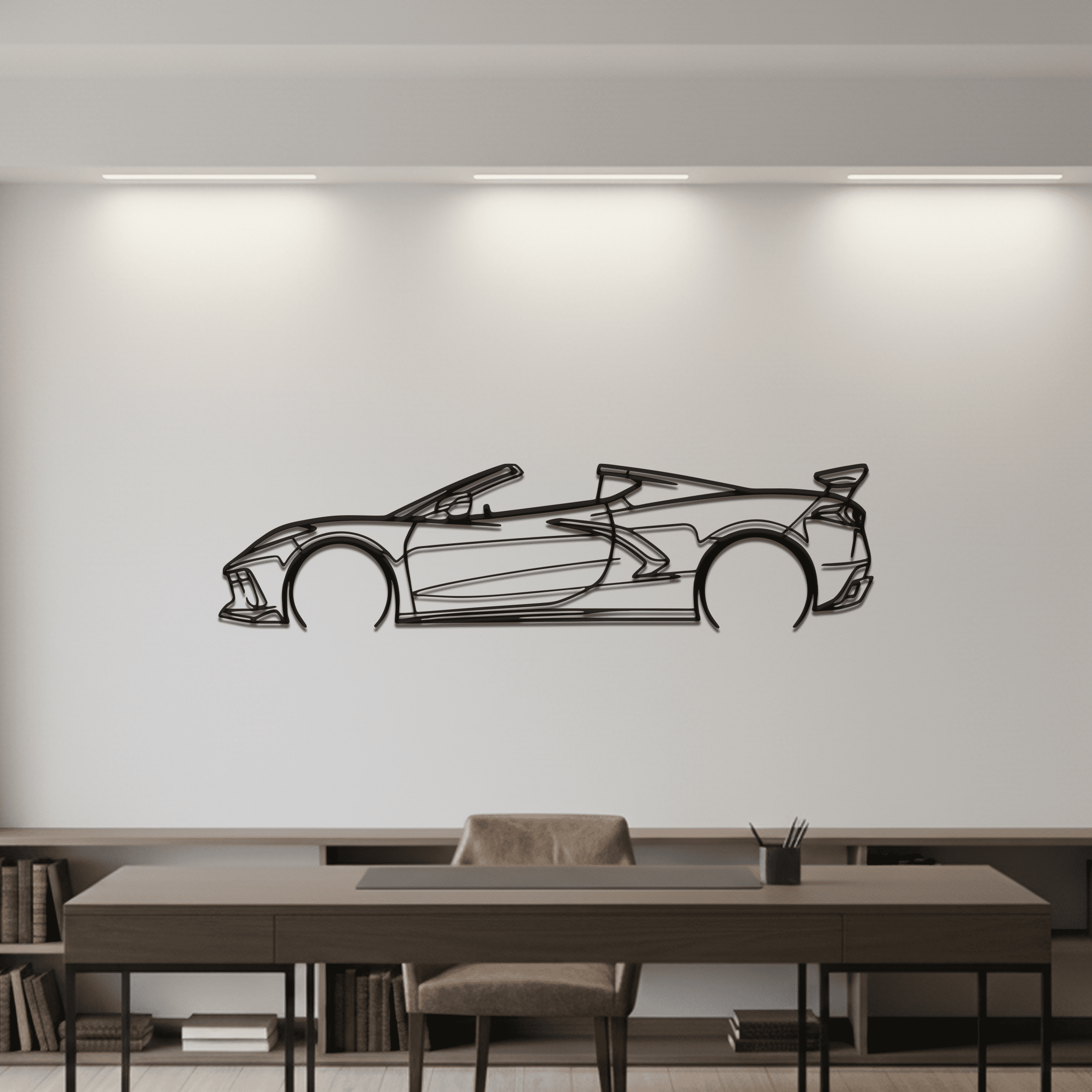 Corvette C8 Convertible Silhouette Metal Wall Art - CikosWallArt
